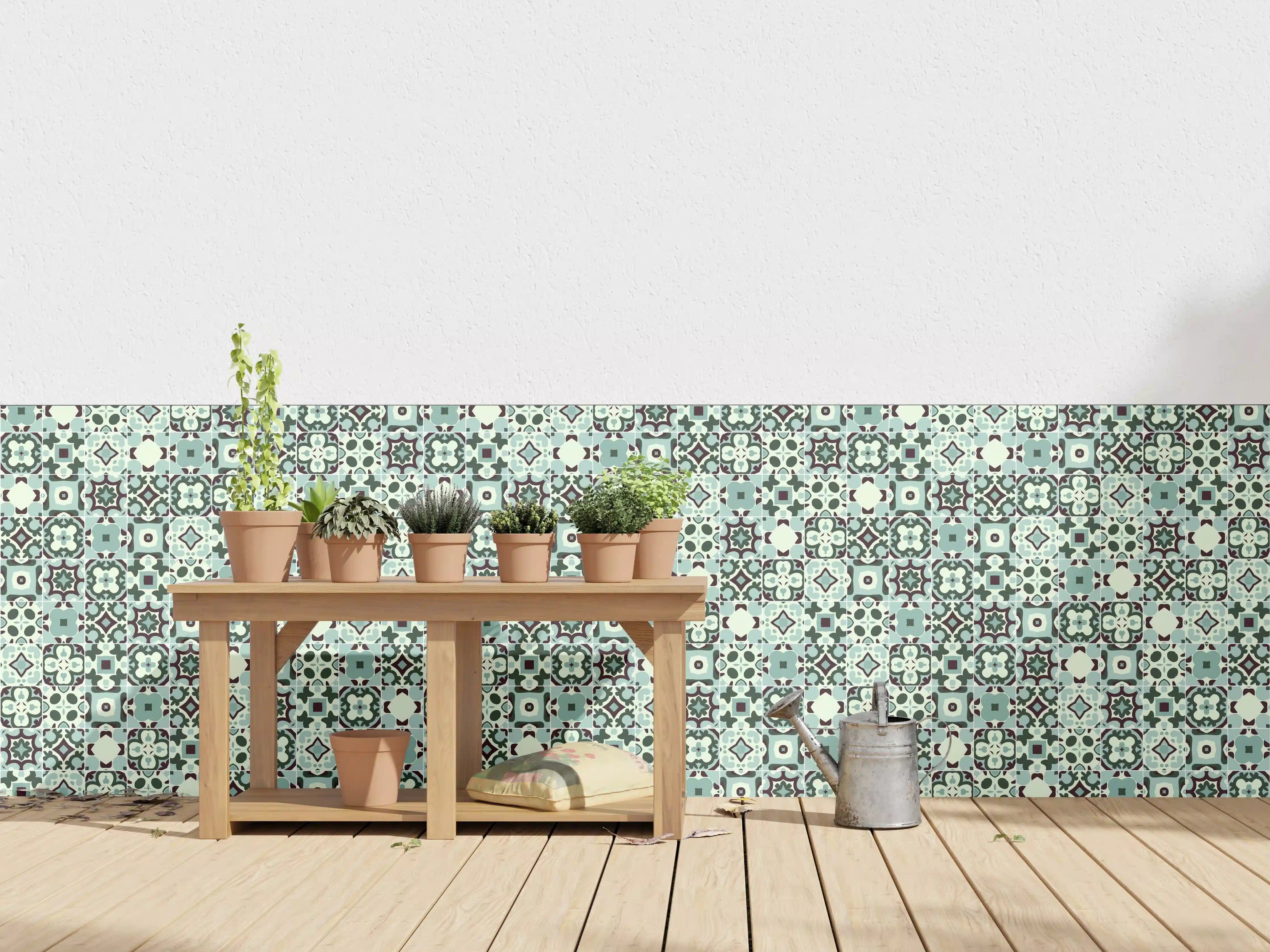 Wandverkleidung außen - Türkisbunte Mosaik-Fliesenmuster