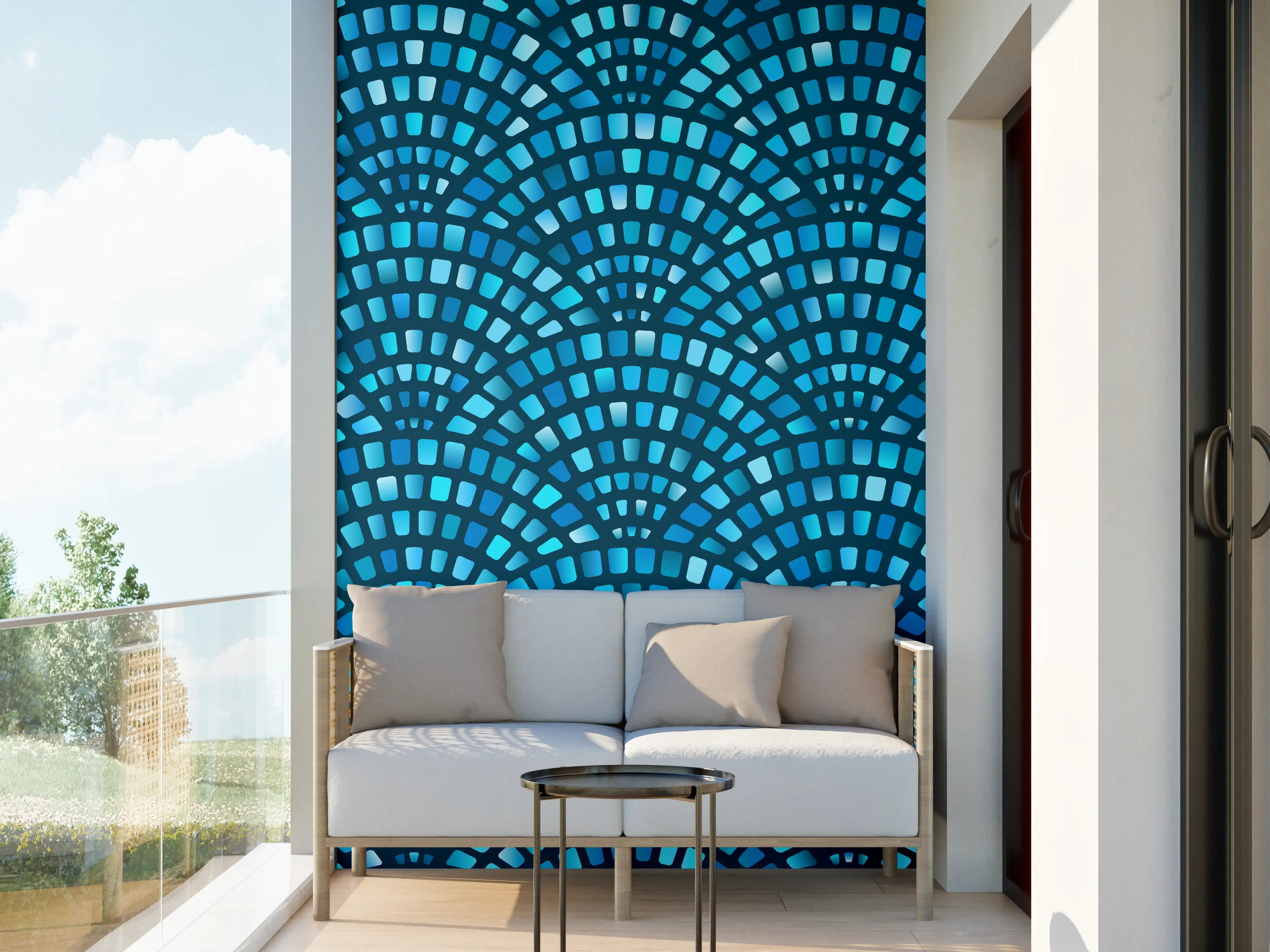 Wandverkleidung außen - Türkise Fischschuppen-Mosaiktextur