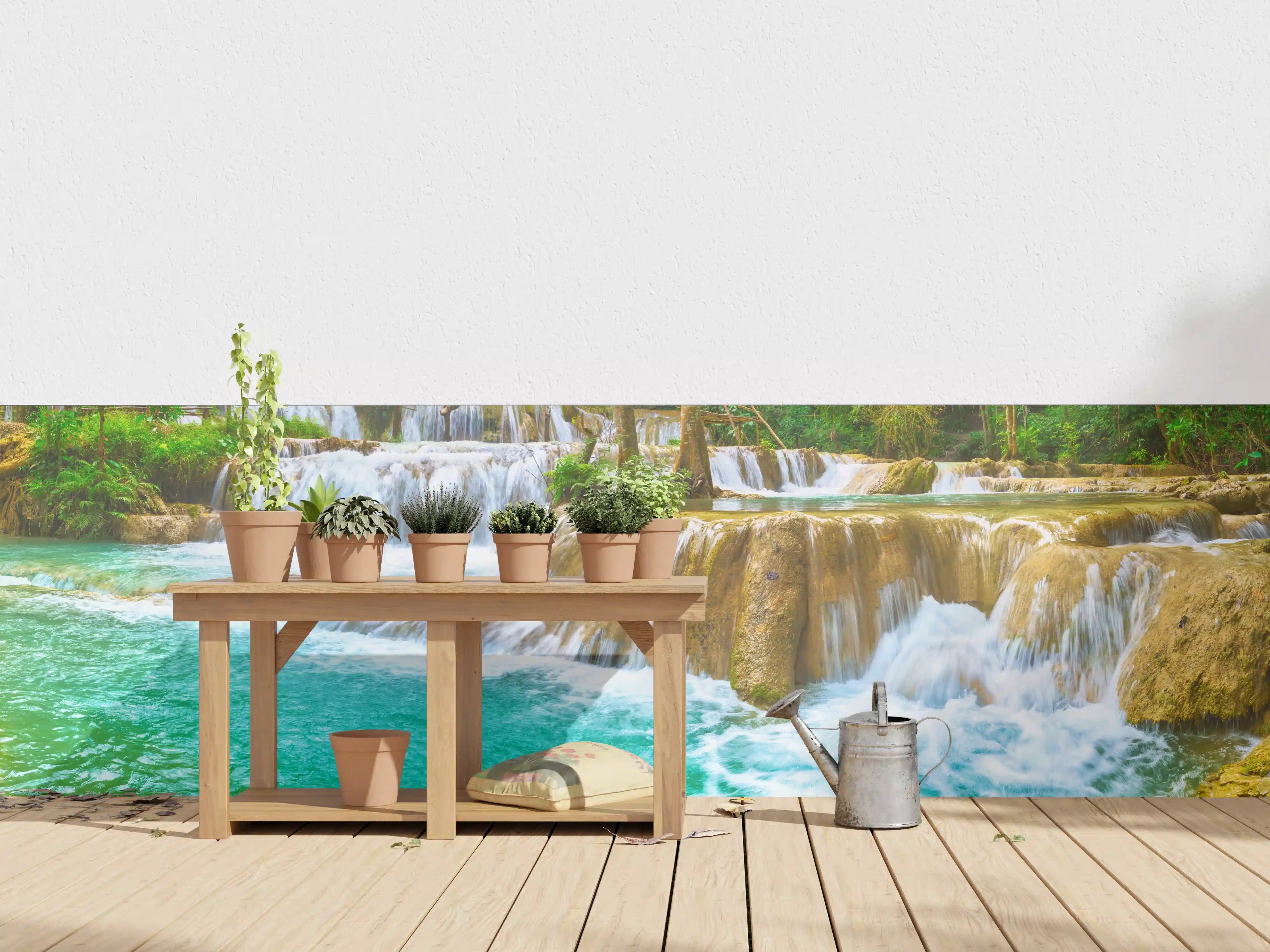Wandverkleidung außen - Türkisgrüner Stufen-Wasserfall