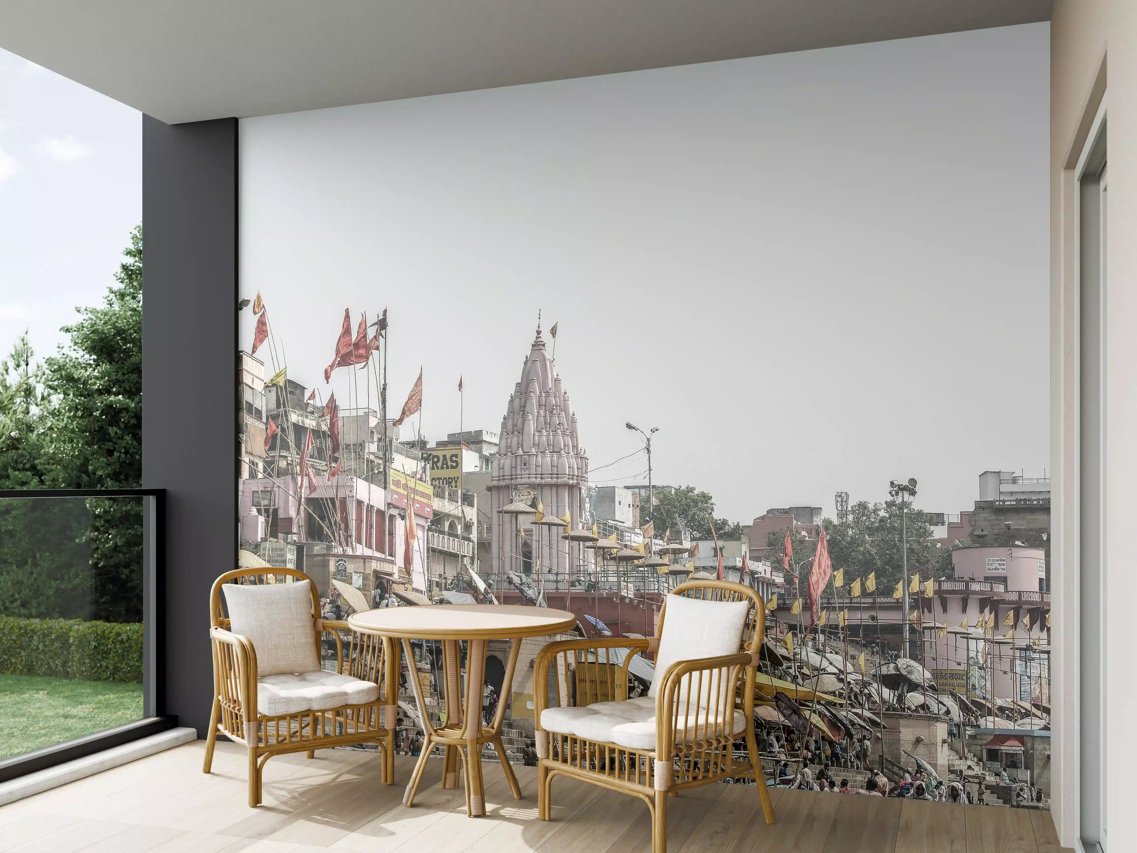 Wandverkleidung außen - Varanasi Ghats und Ganges