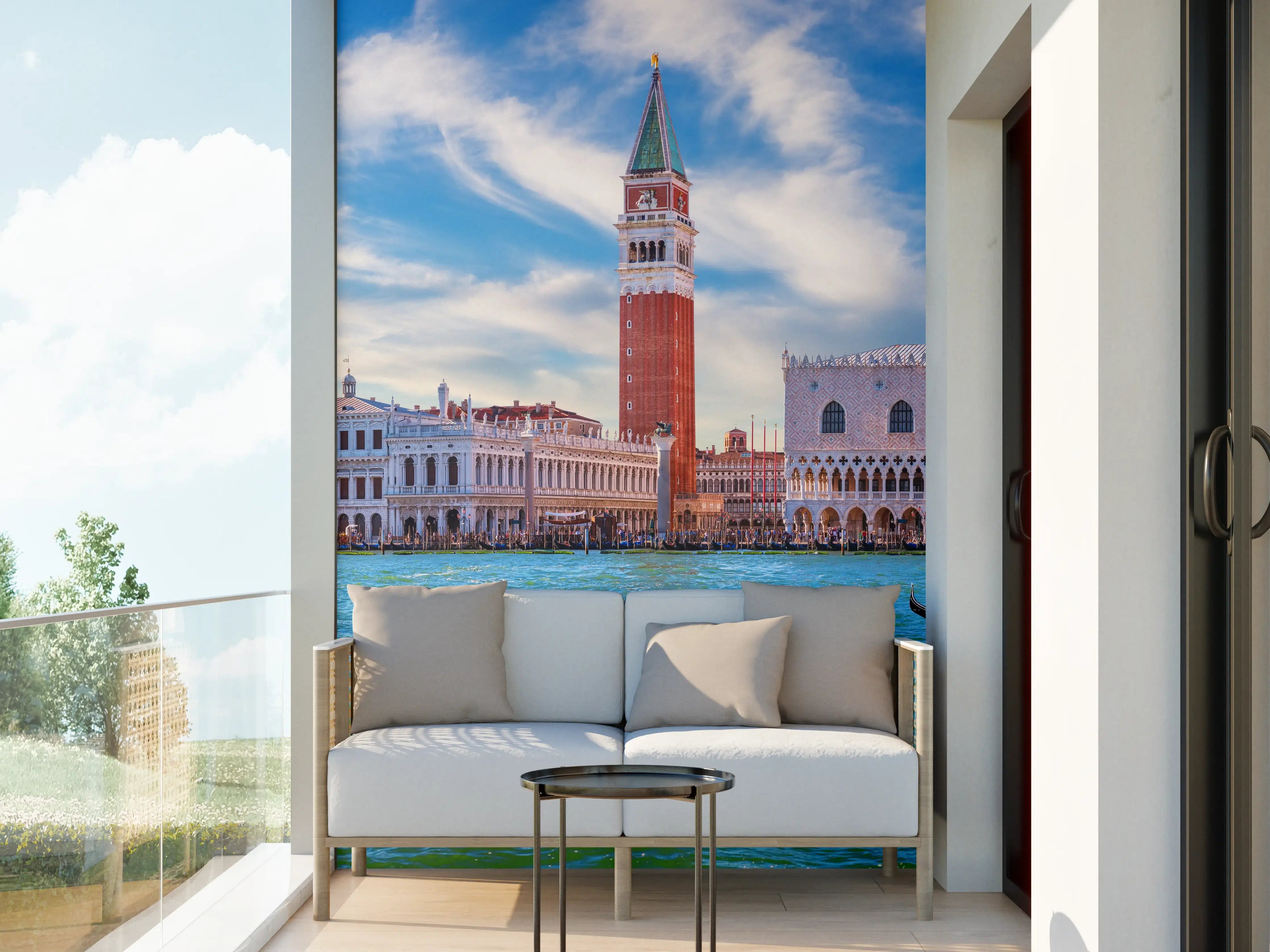 Wandverkleidung außen - Venedig Skyline Blau-Türkis