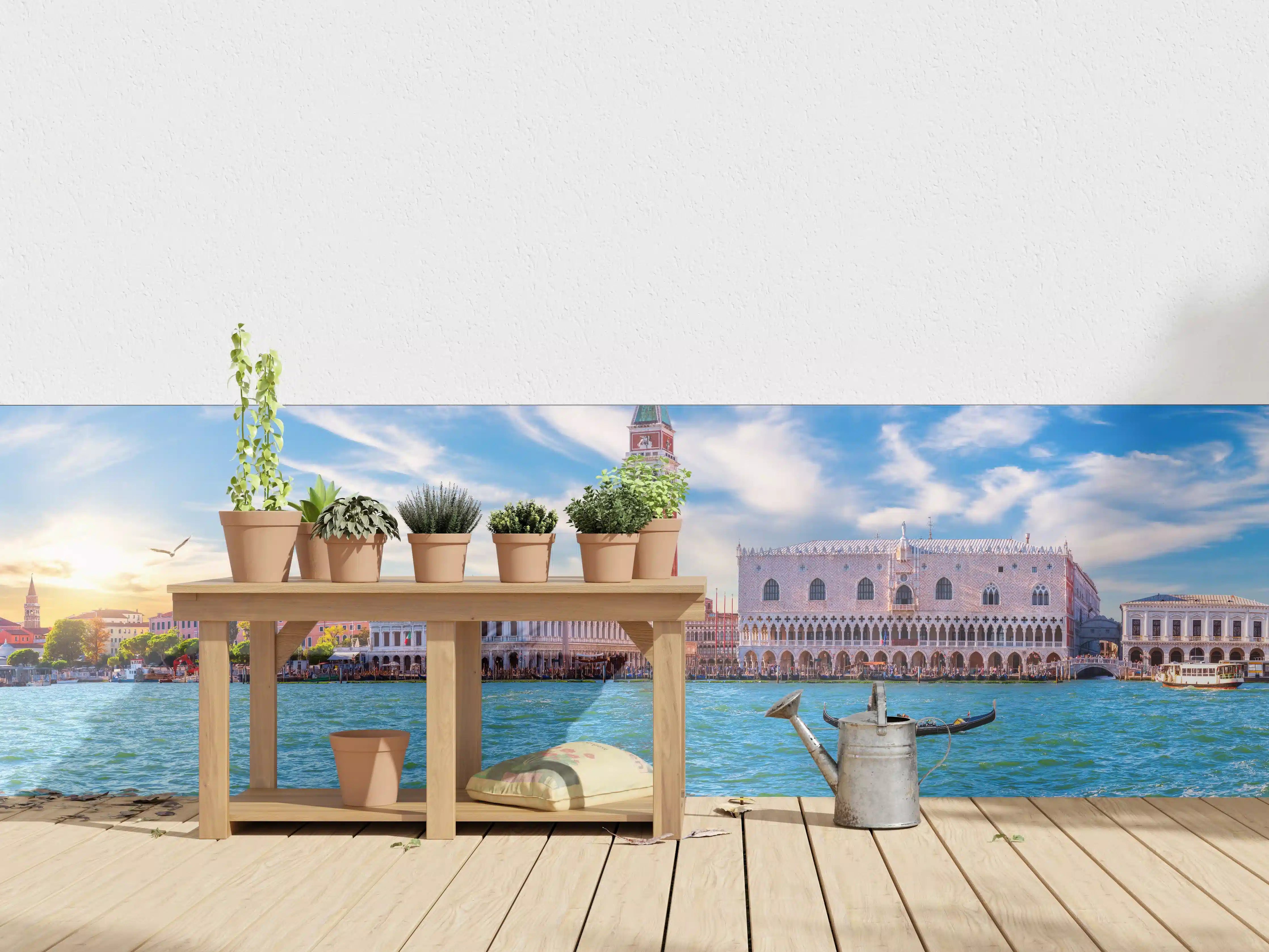 Wandverkleidung außen - Venedig Skyline Blau-Türkis