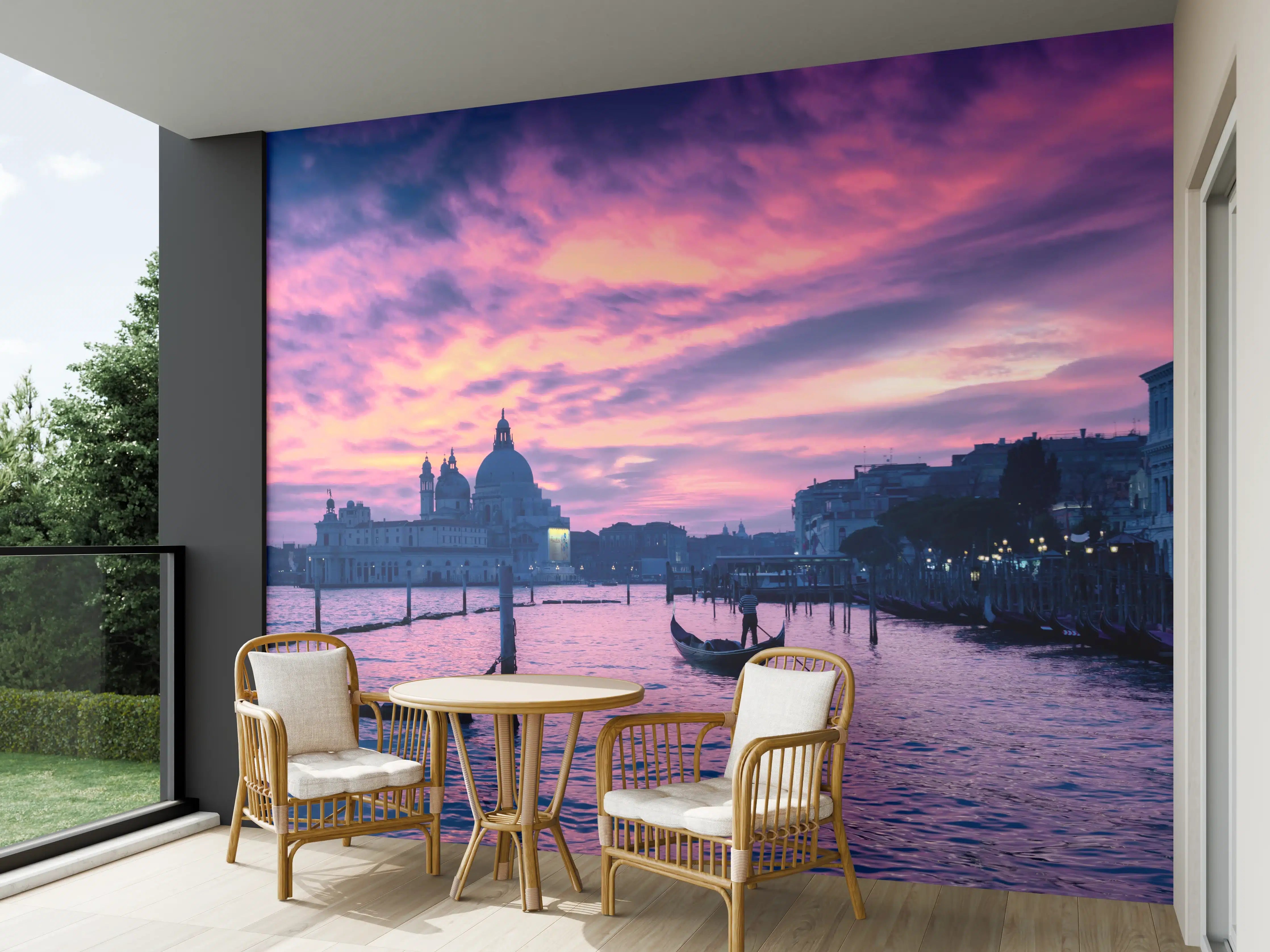 Wandverkleidung außen - Venedig bei Sonnenuntergang mit pinkem Himmel