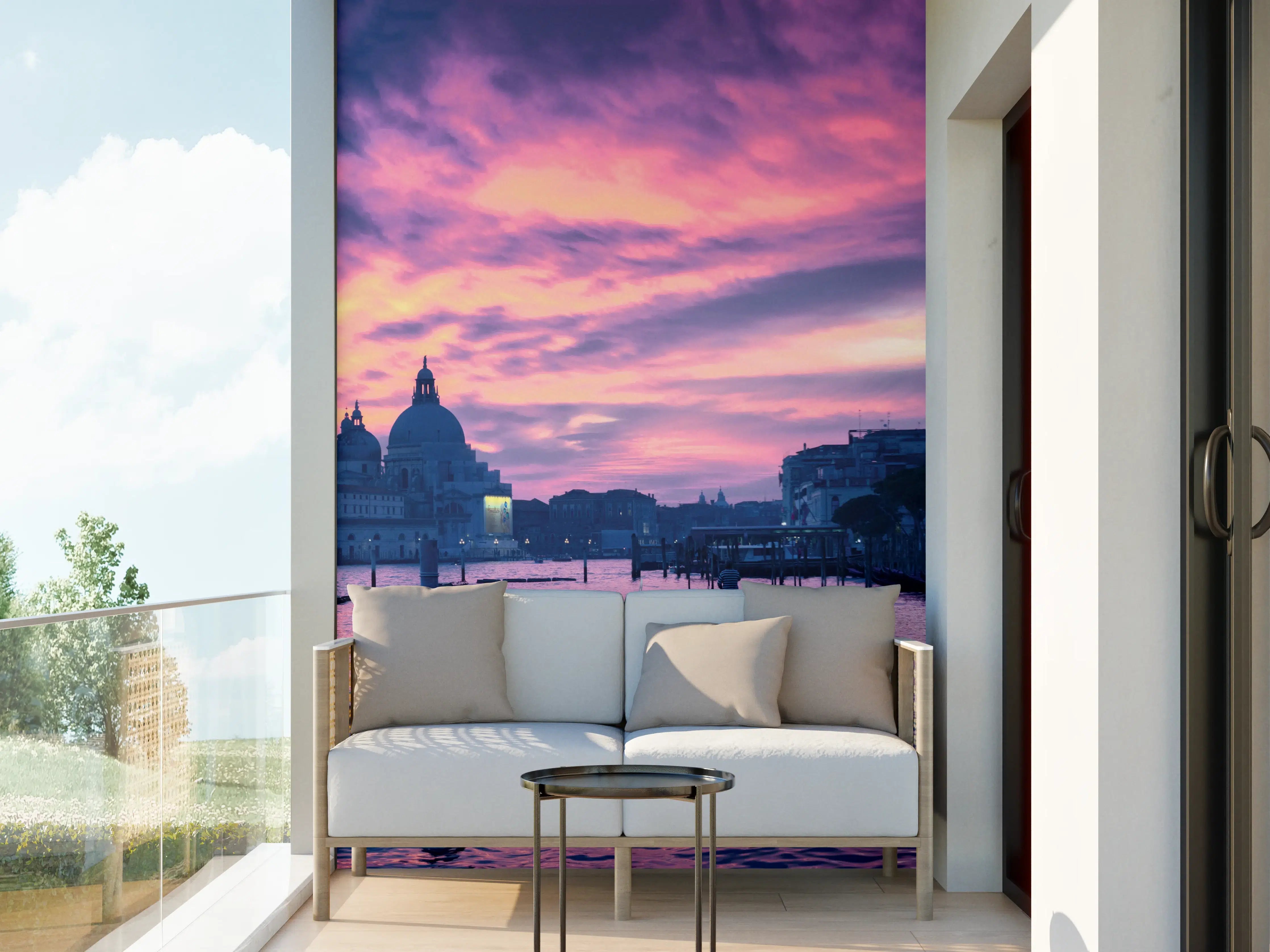 Wandverkleidung außen - Venedig bei Sonnenuntergang mit pinkem Himmel