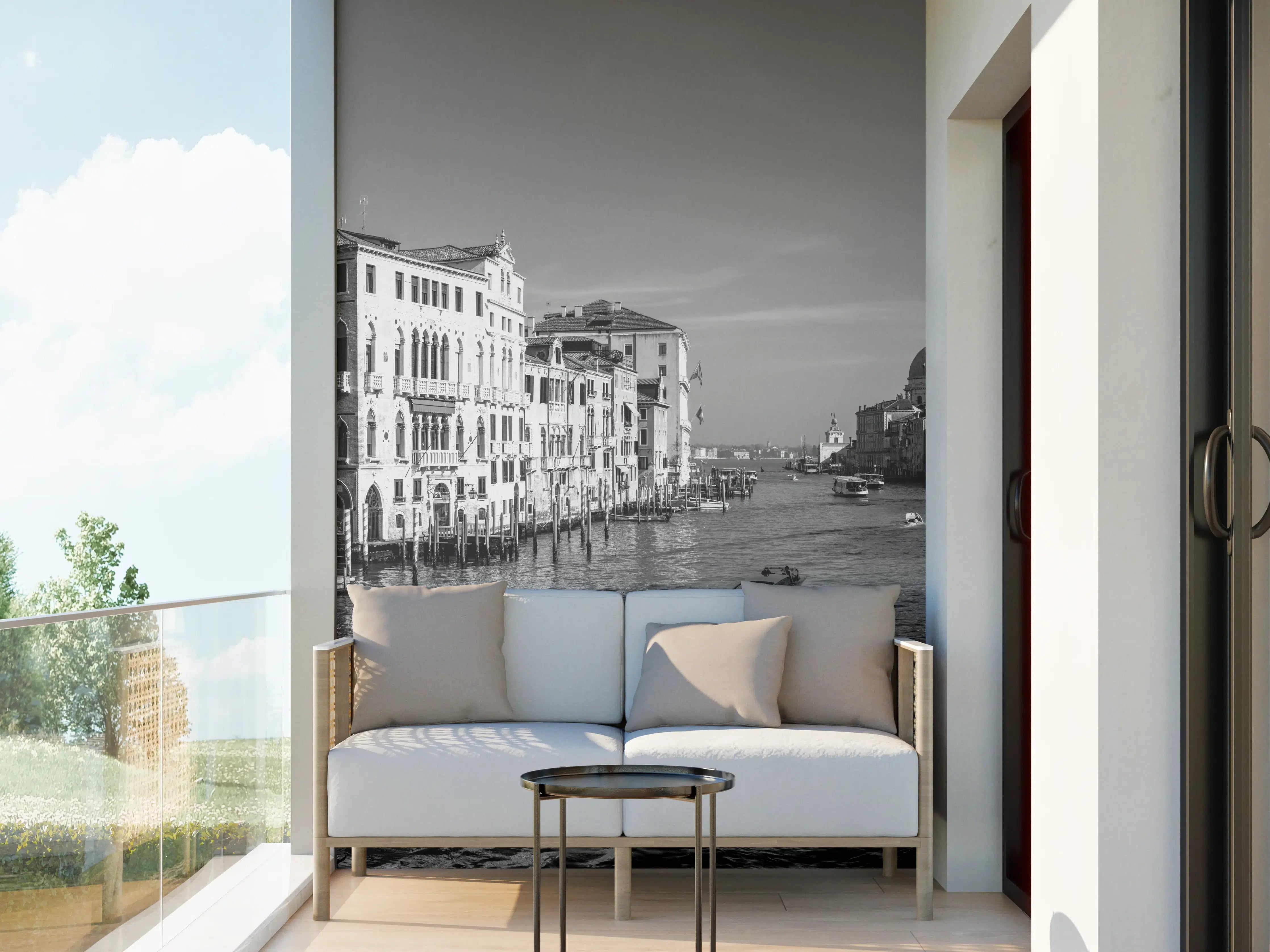 Wandverkleidung außen - Venedig in Schwarz und Weiß