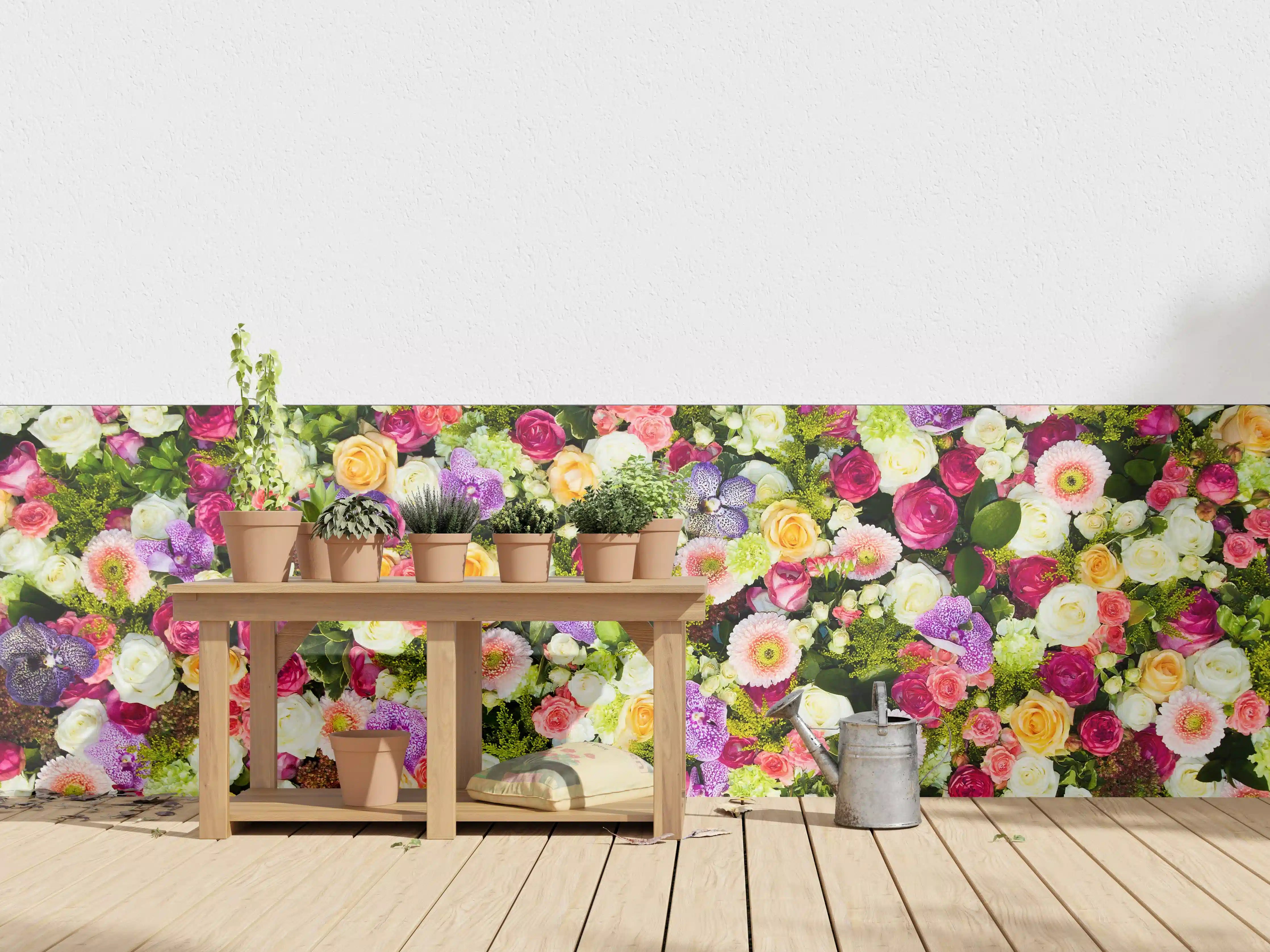 Wandverkleidung außen - Vielfältige Blumenfarben mit Grautönen