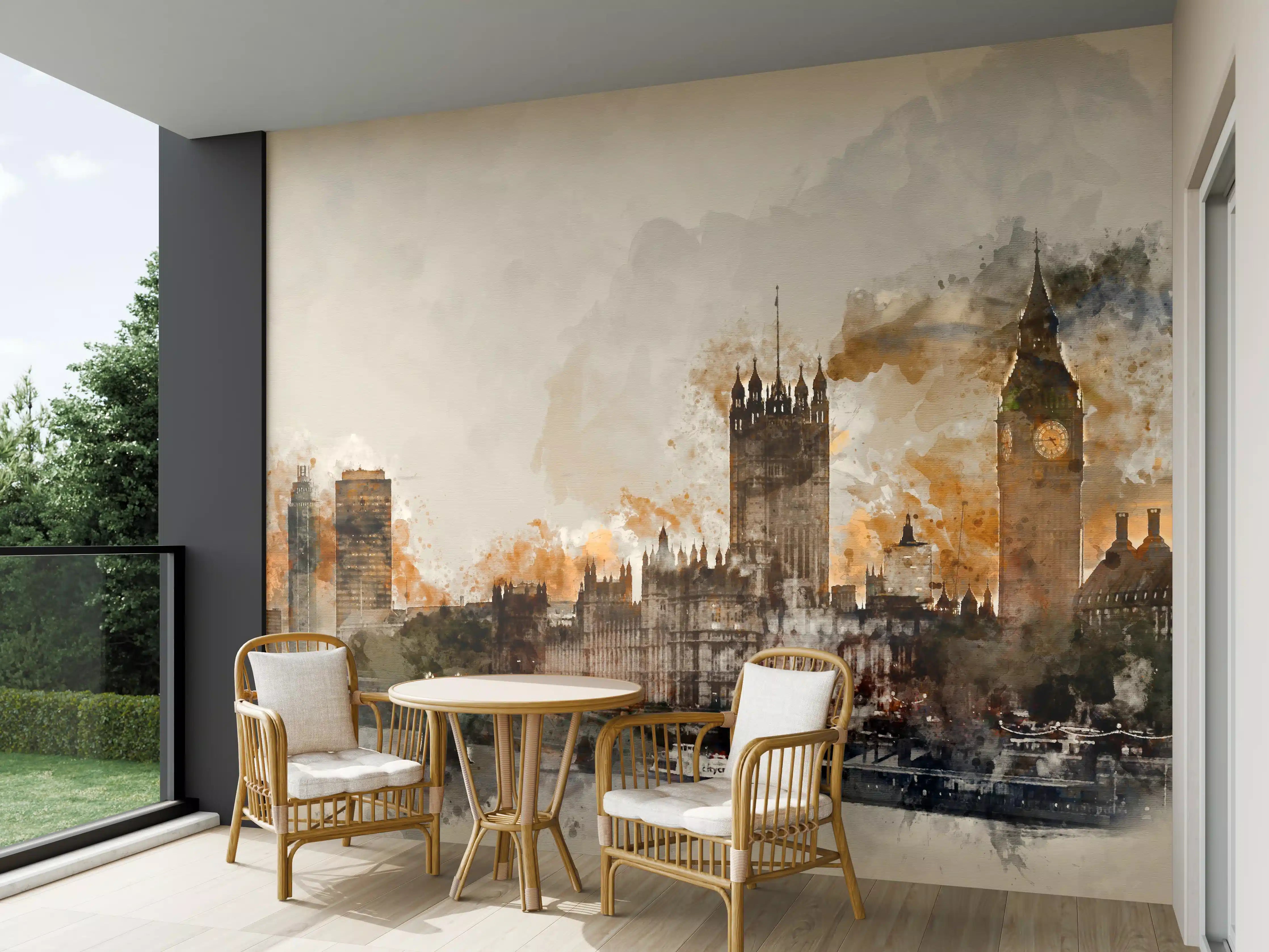 Wandverkleidung außen - Vintage Aquarell von London