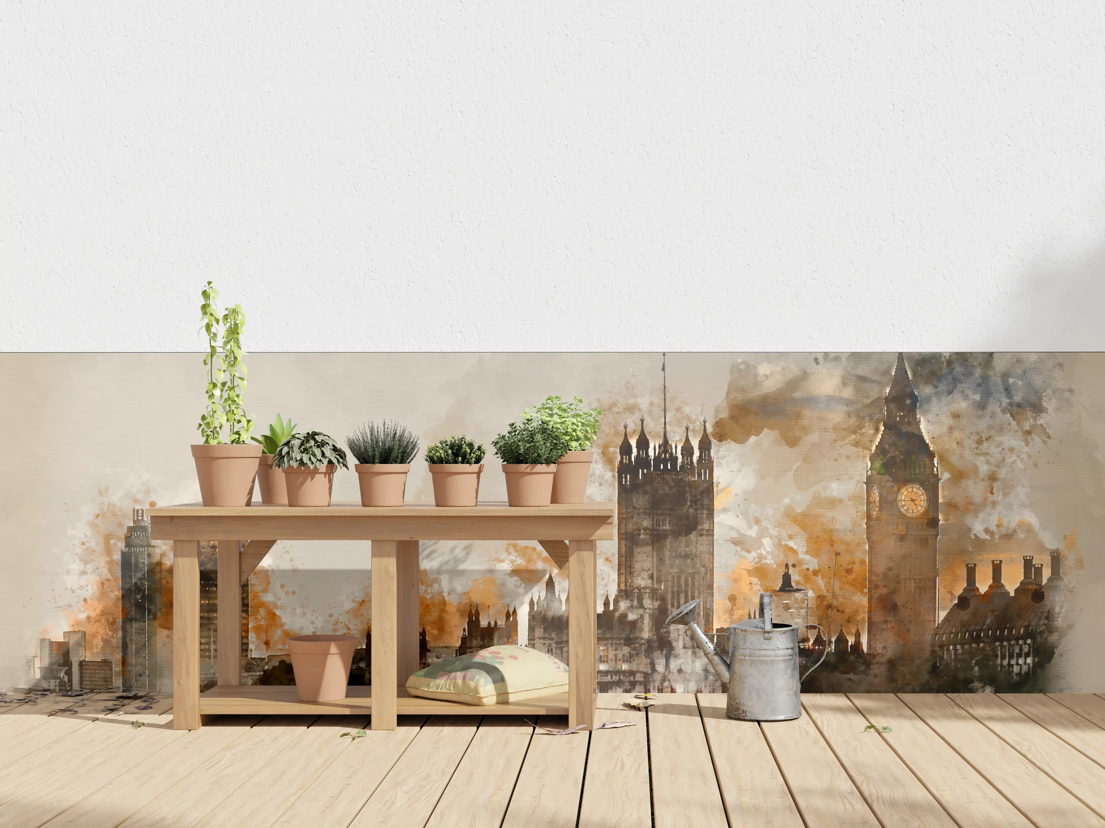 Wandverkleidung außen - Vintage Aquarell von London