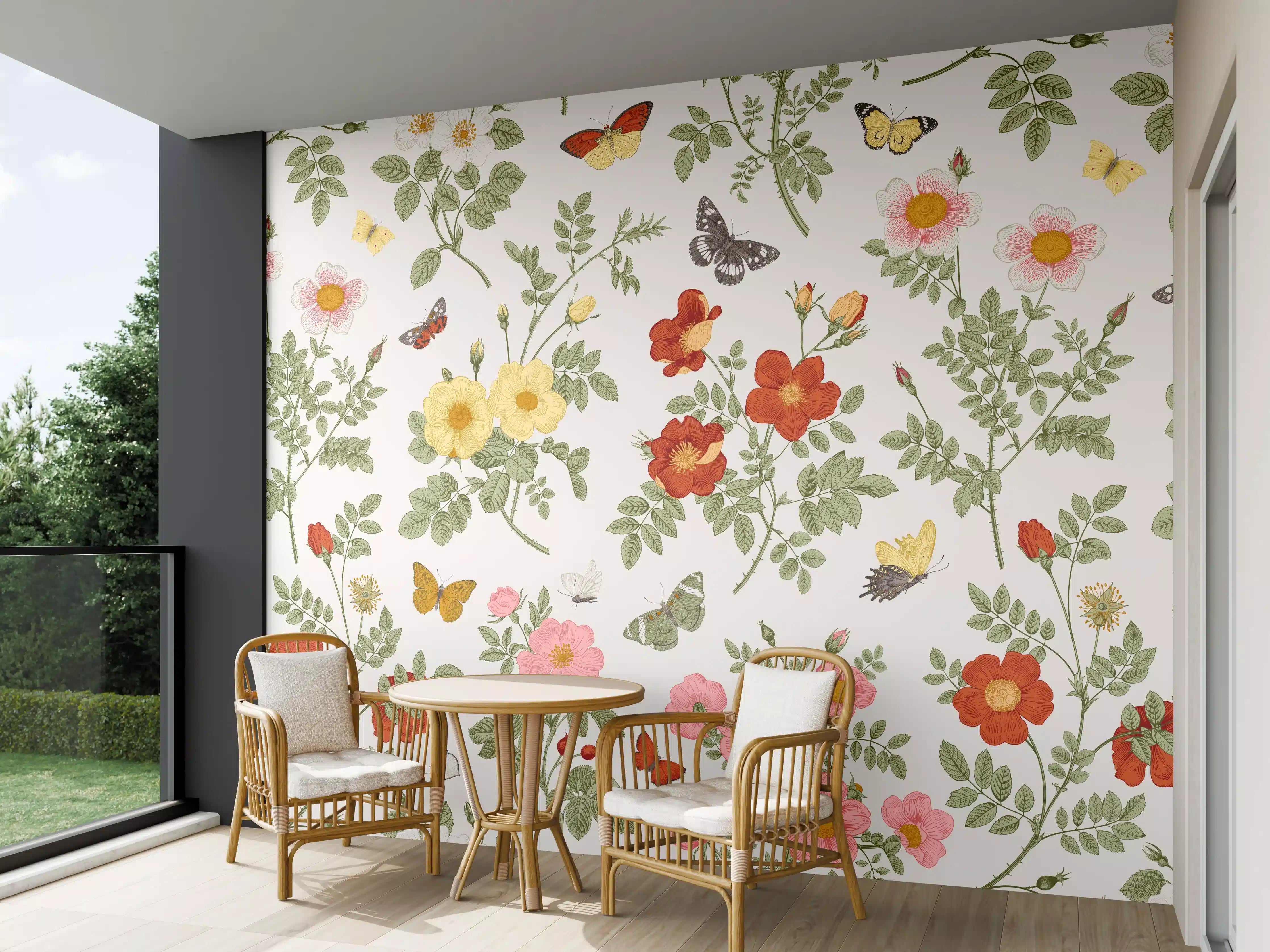 Wandverkleidung außen - Vintage Bloom Blumenmuster Rosa-Beige