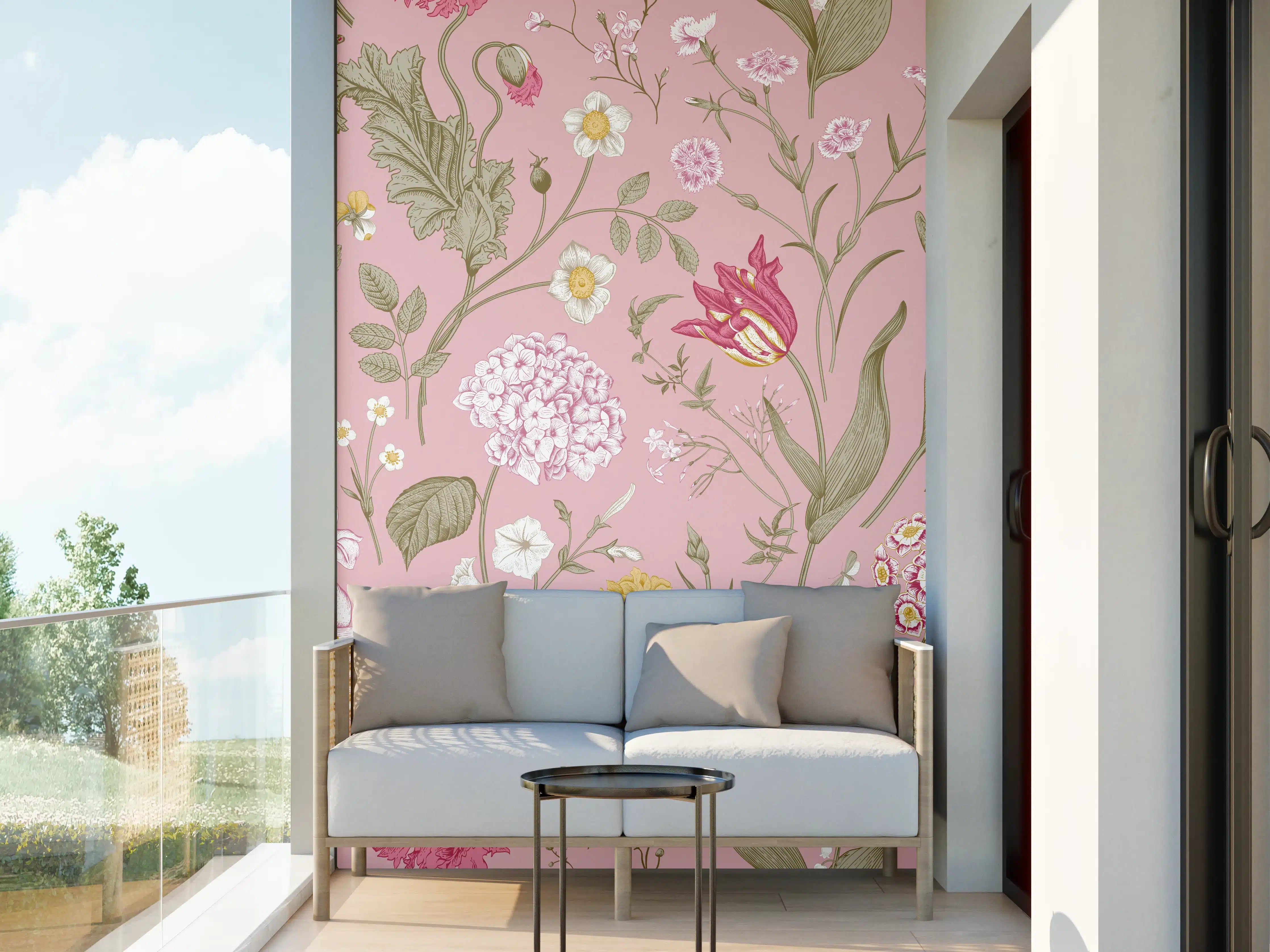 Wandverkleidung außen - Vintage Bloom Rosa Blumenmuster