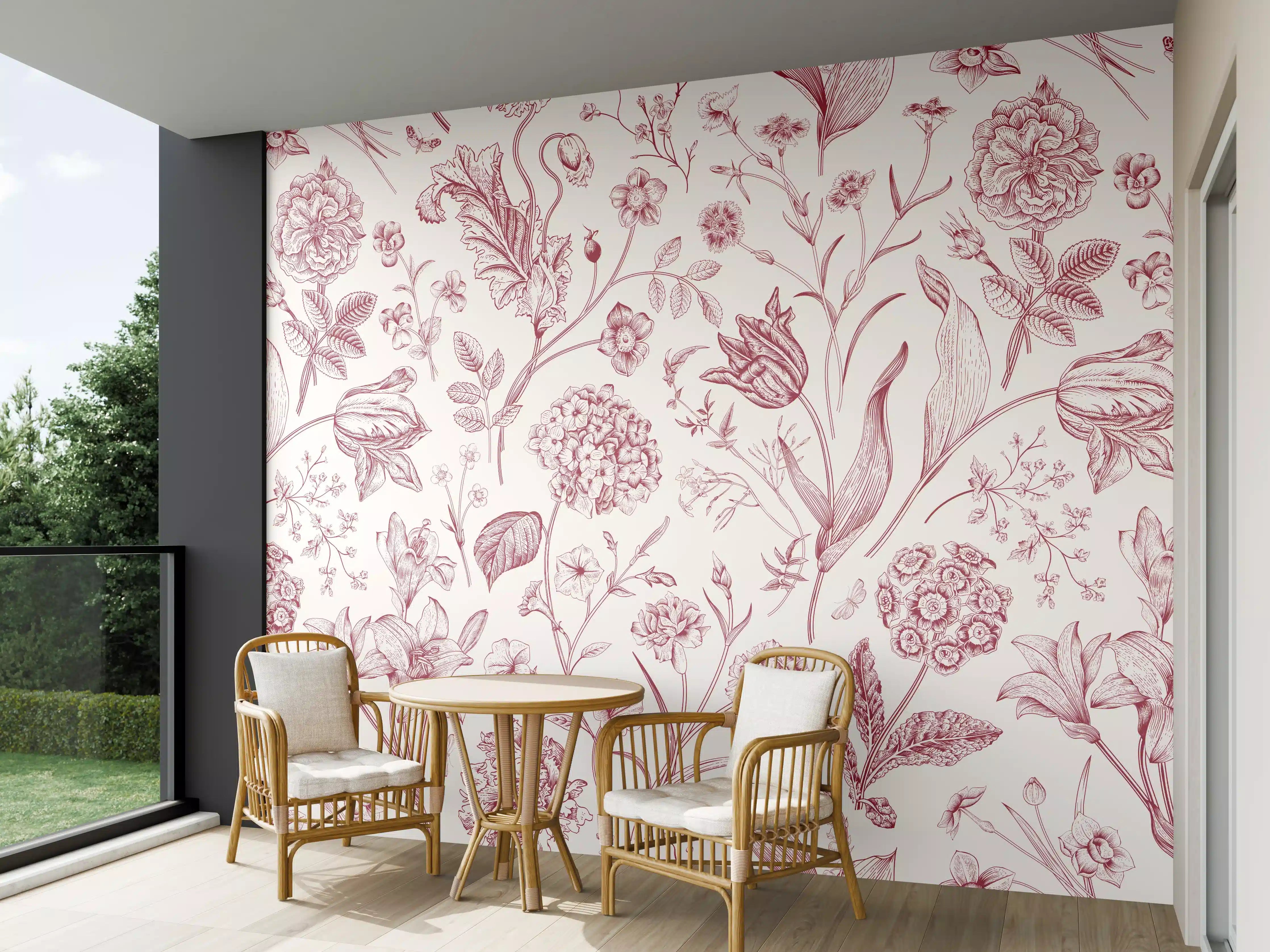 Wandverkleidung außen - Vintage Bloom Rosa-Muster