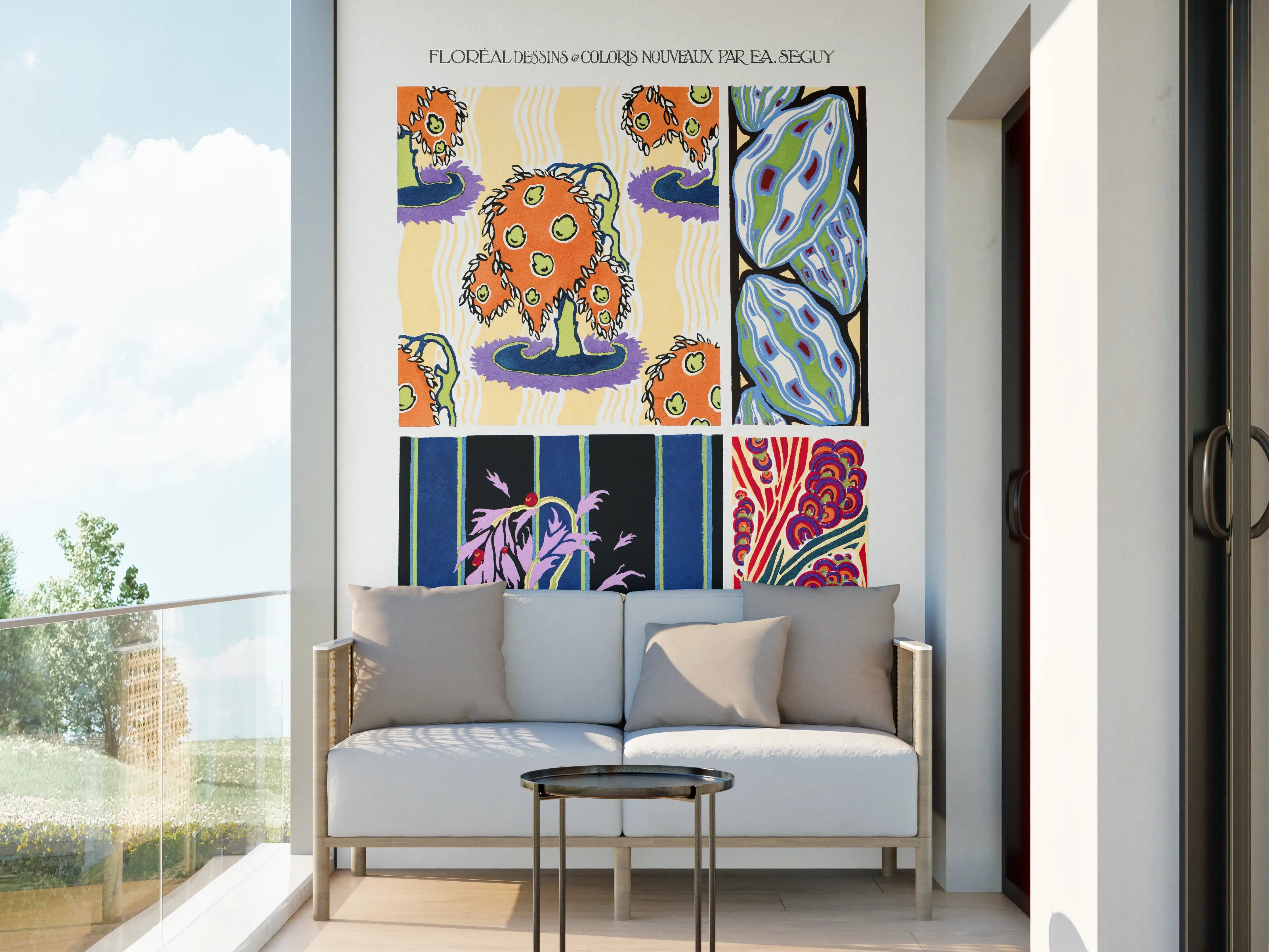 Wandverkleidung außen - Vintage-Blumen Kunstposter