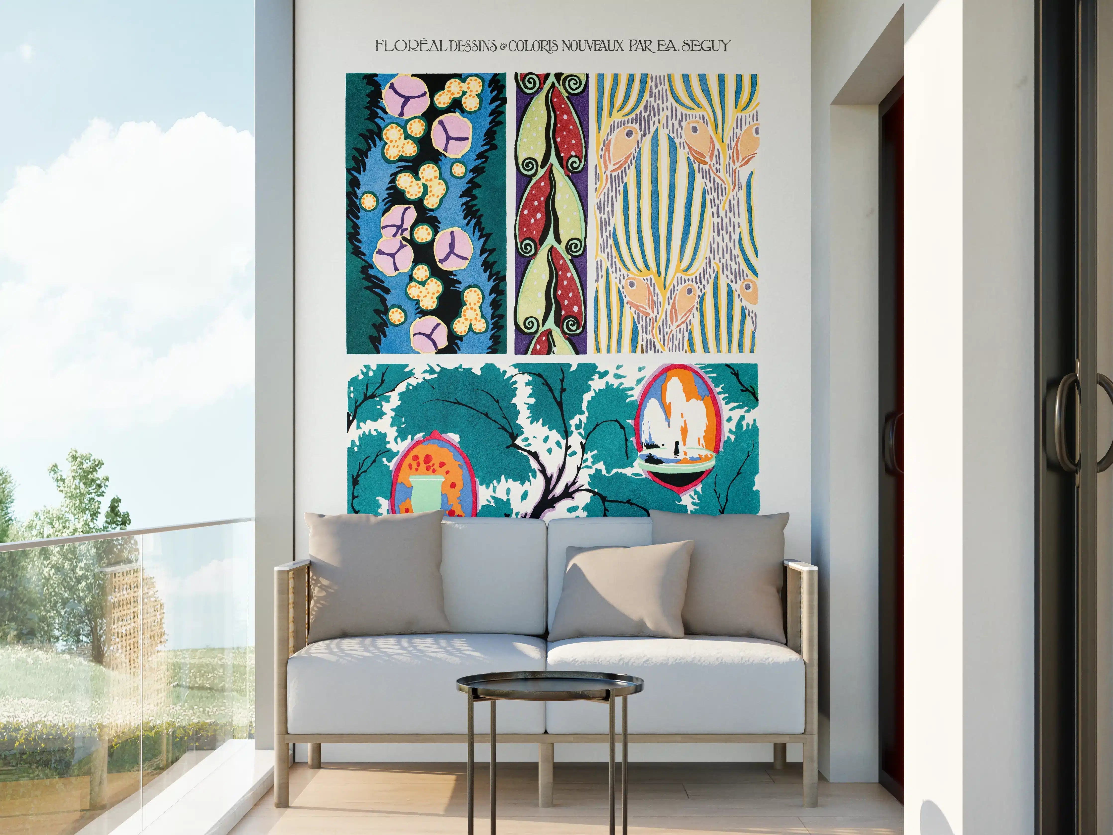 Wandverkleidung außen - Vintage Blumenkunst Poster