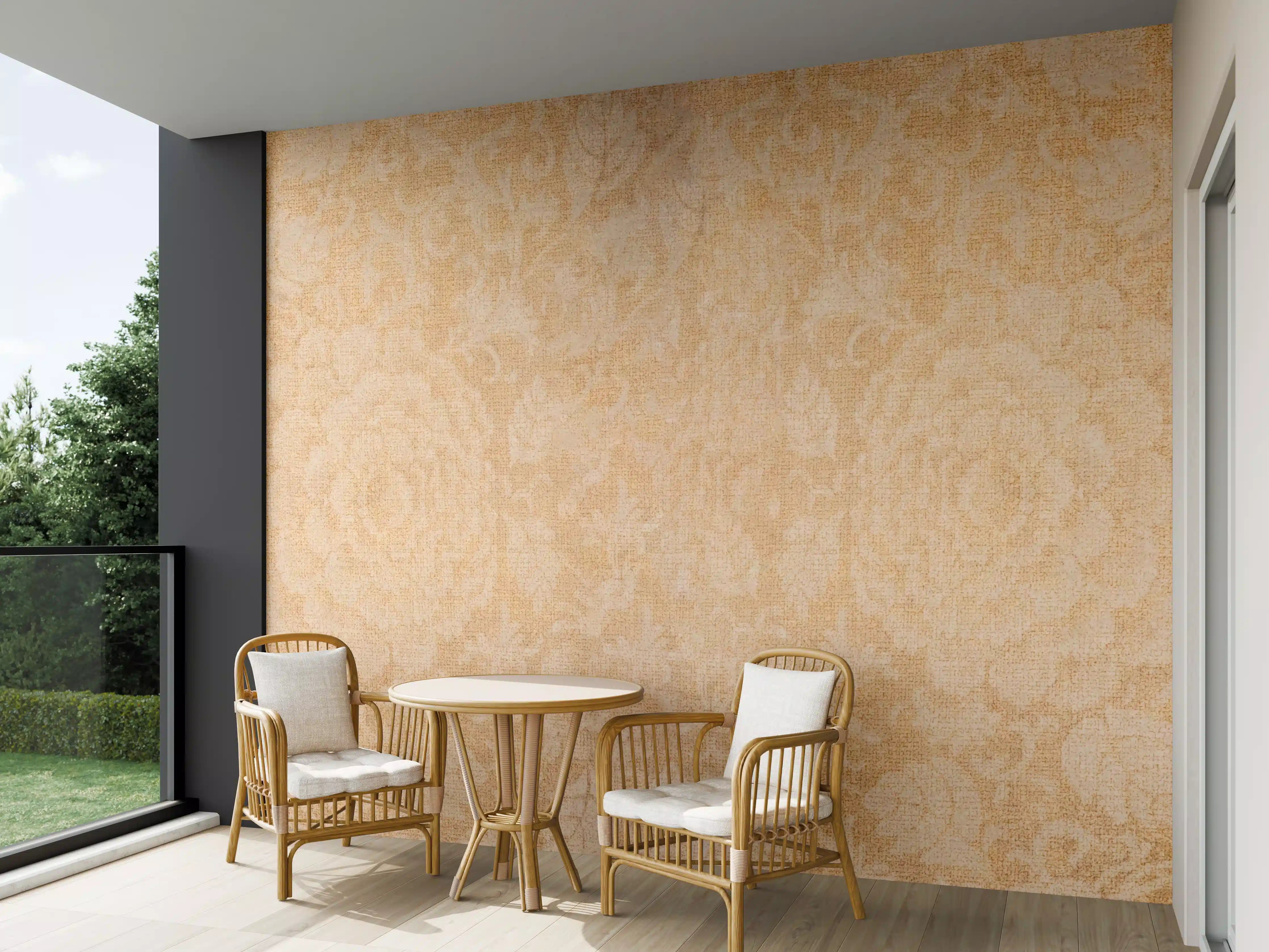Wandverkleidung außen - Vintage Blumenmuster Fliesenbeige