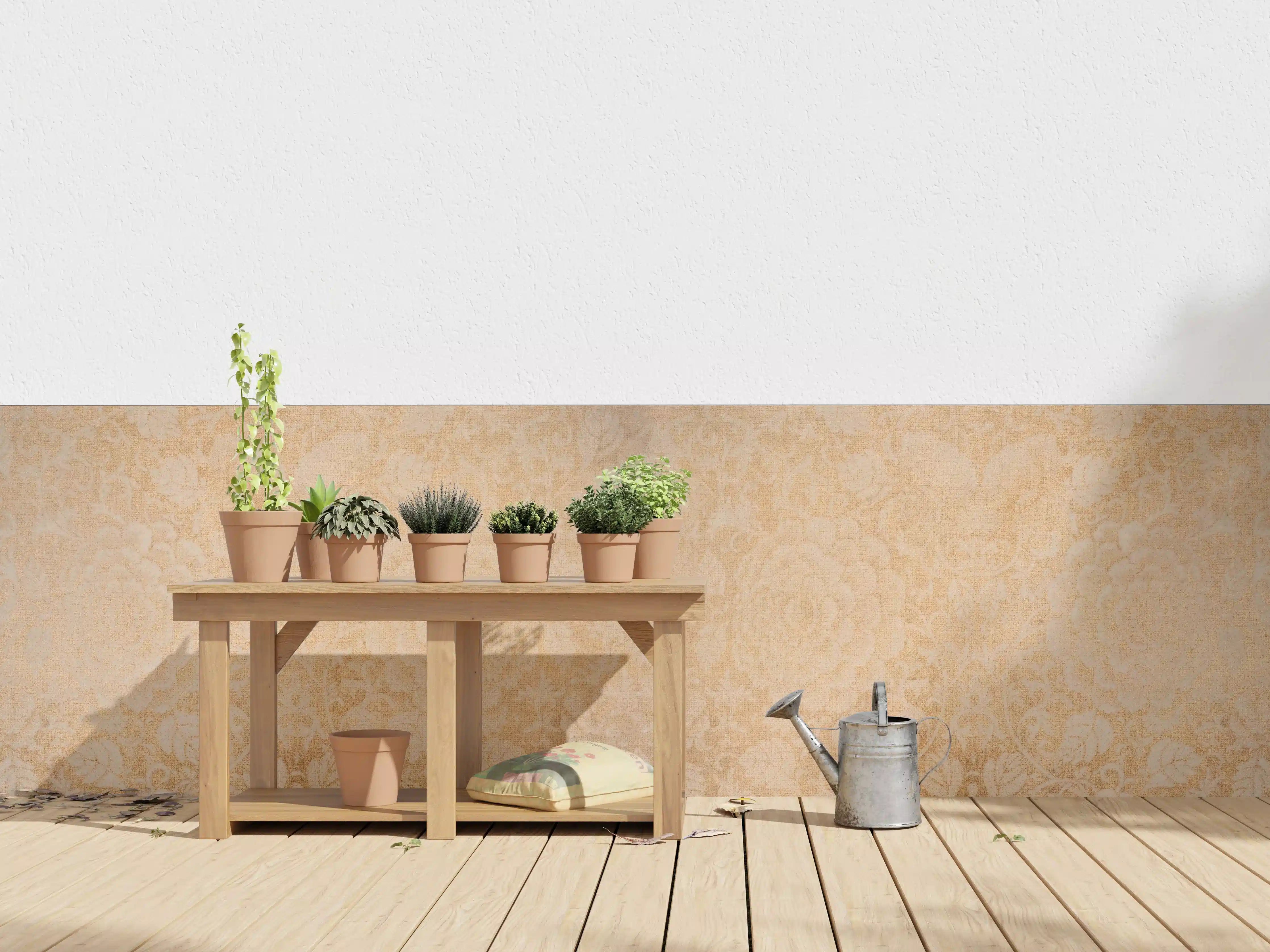 Wandverkleidung außen - Vintage Blumenmuster Fliesenbeige