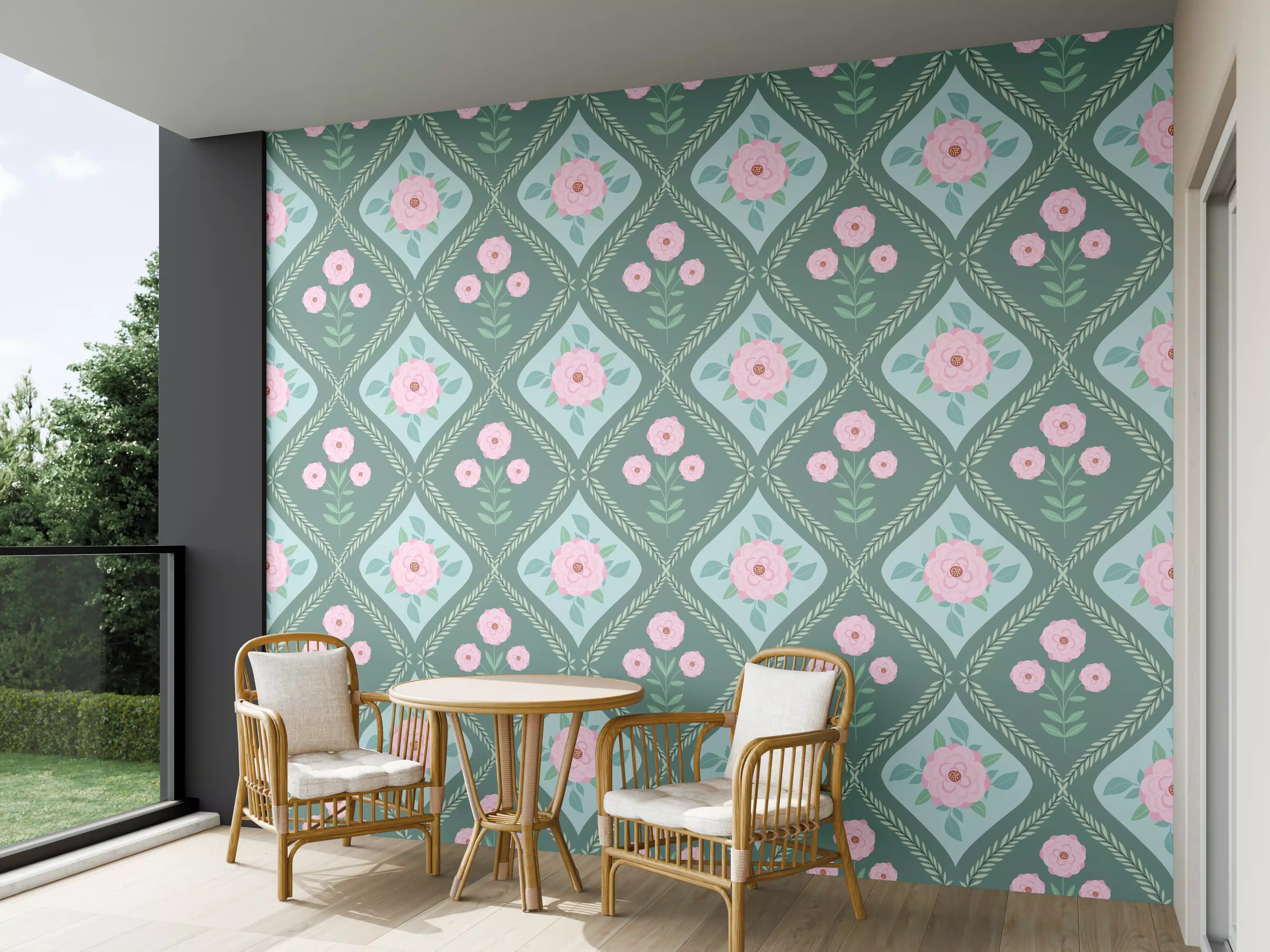 Wandverkleidung außen - Vintage Blumenmuster in Pastellfarben