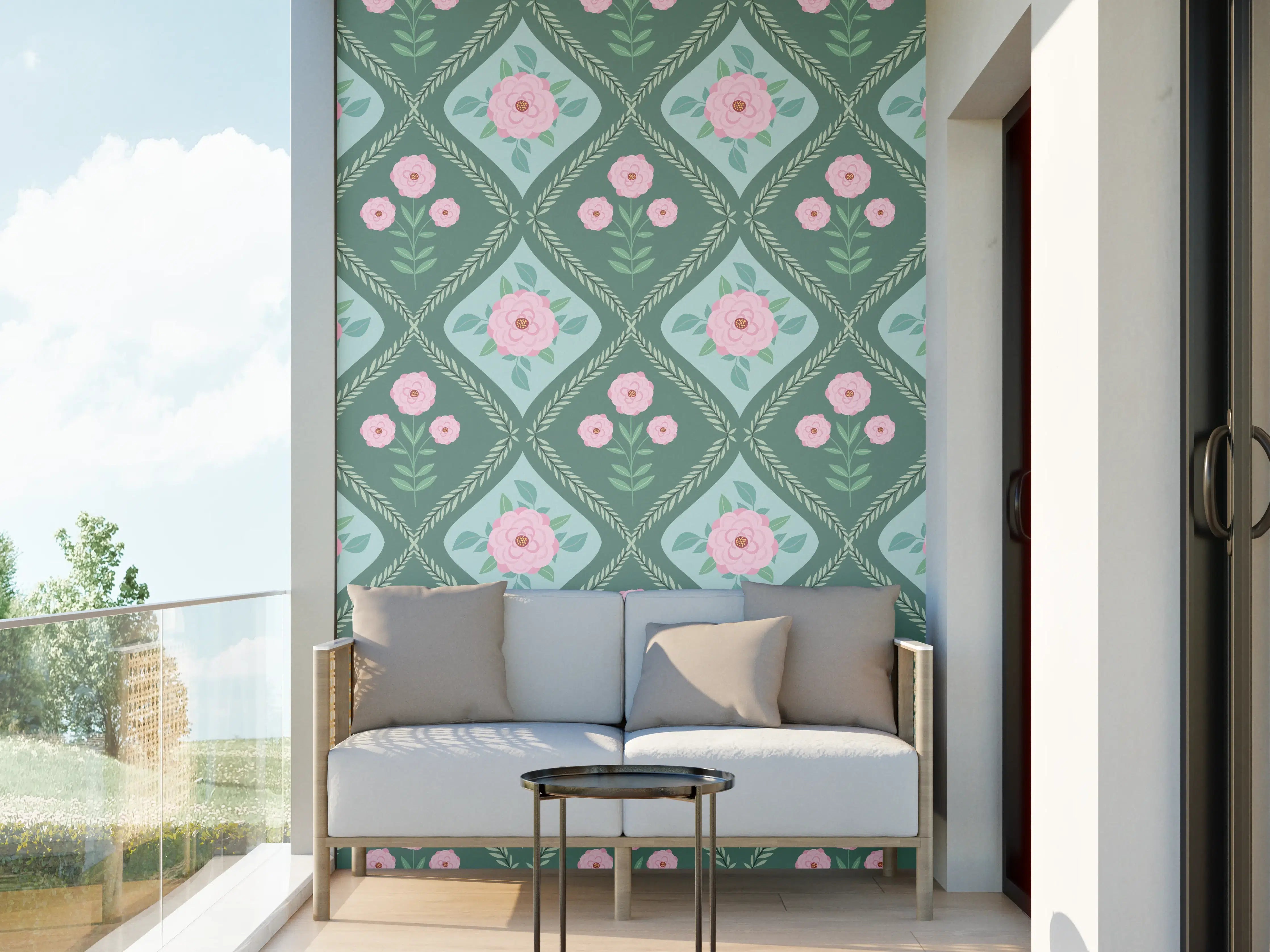 Wandverkleidung außen - Vintage Blumenmuster in Pastellfarben