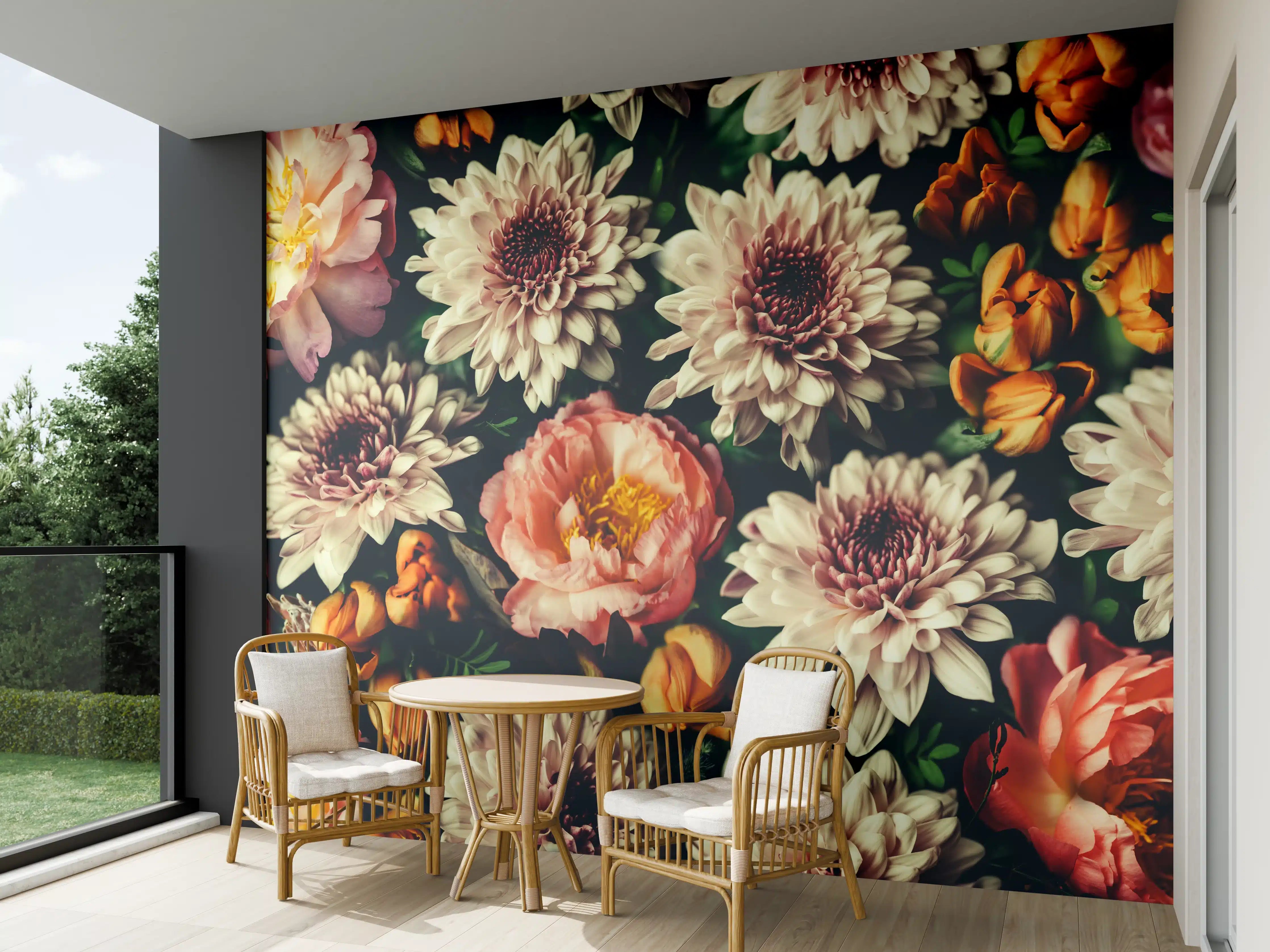 Wandverkleidung außen - Vintage-Bouquet mit schönen Blumen