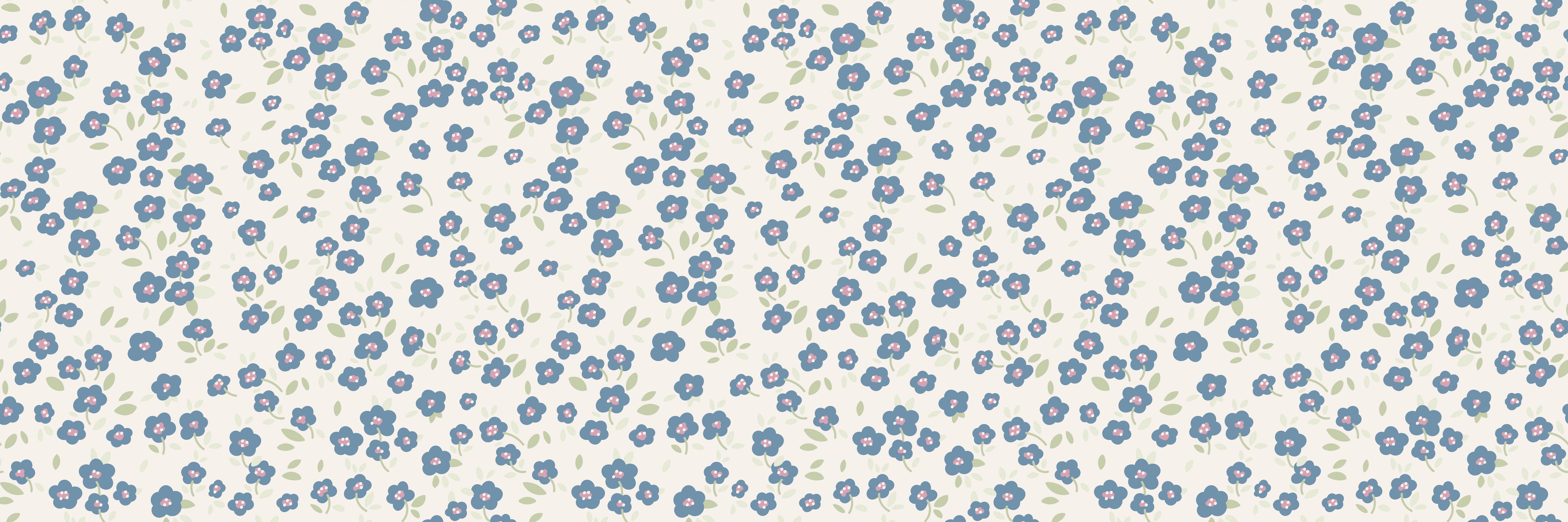 Wandverkleidung außen-Vintage Ditsy Blumen Blau-Beige