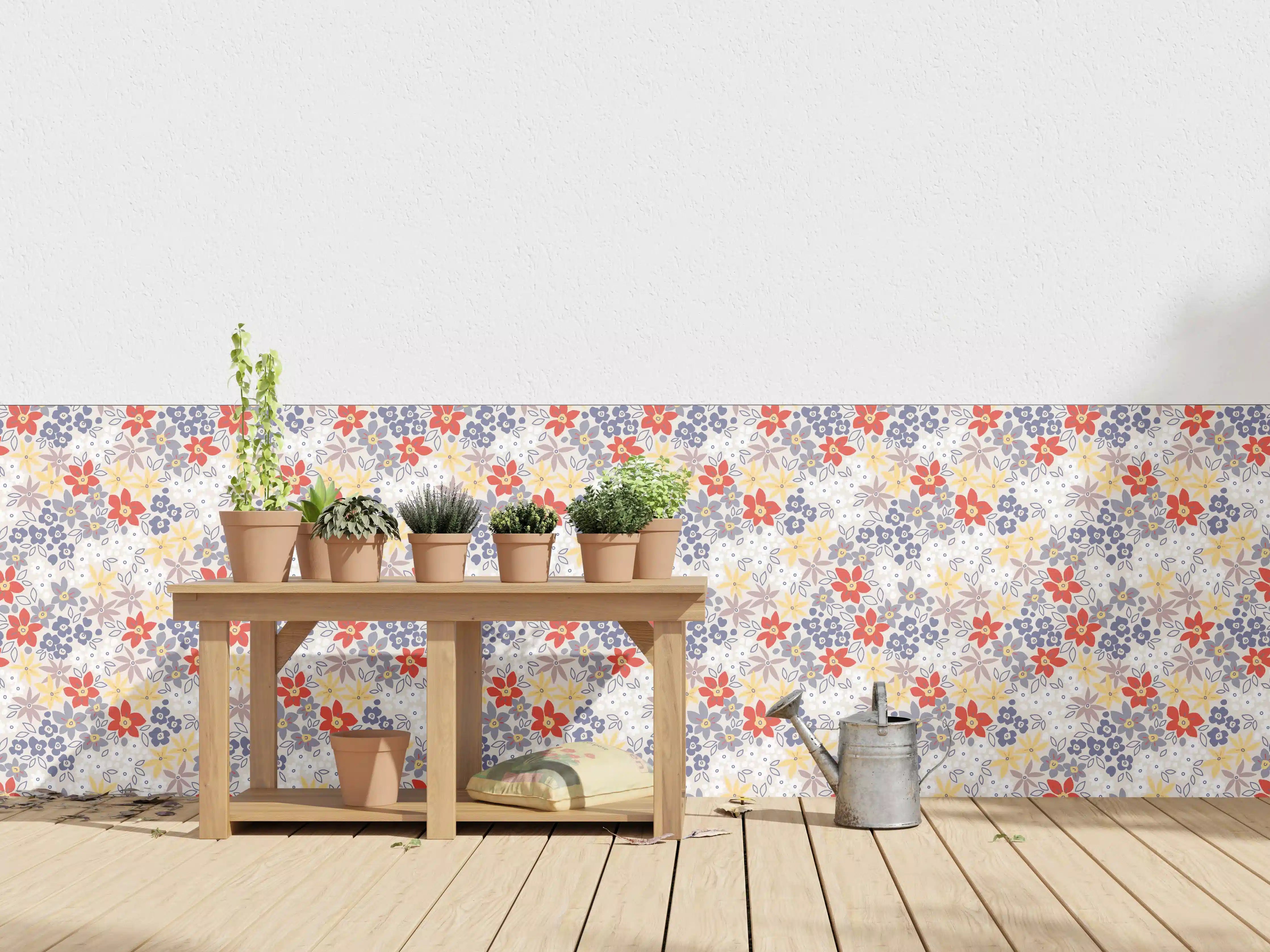 Wandverkleidung außen - Vintage Ditsy Blumenmuster Beige