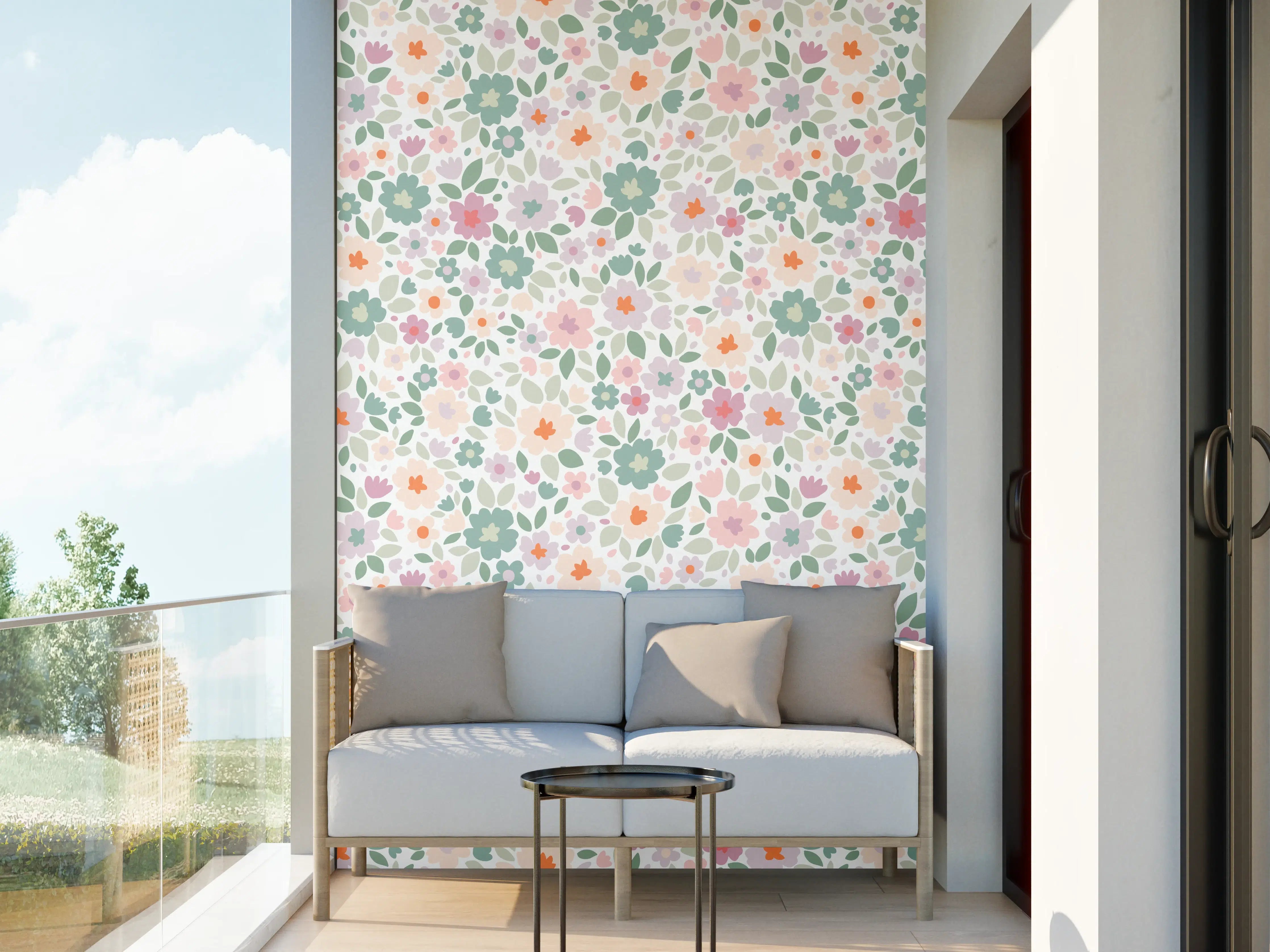 Wandverkleidung außen - Vintage Ditsy Pattern in Rosa