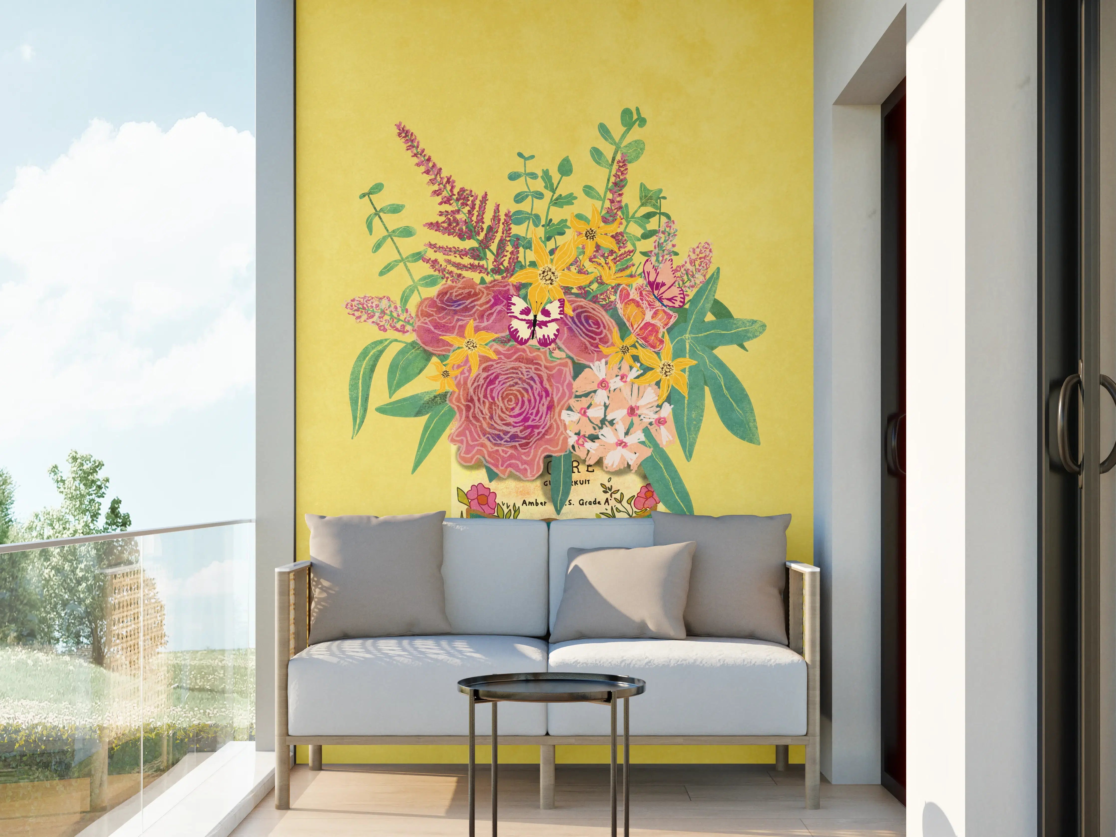 Wandverkleidung außen - Vintage-Gelb Blumen Honigdose