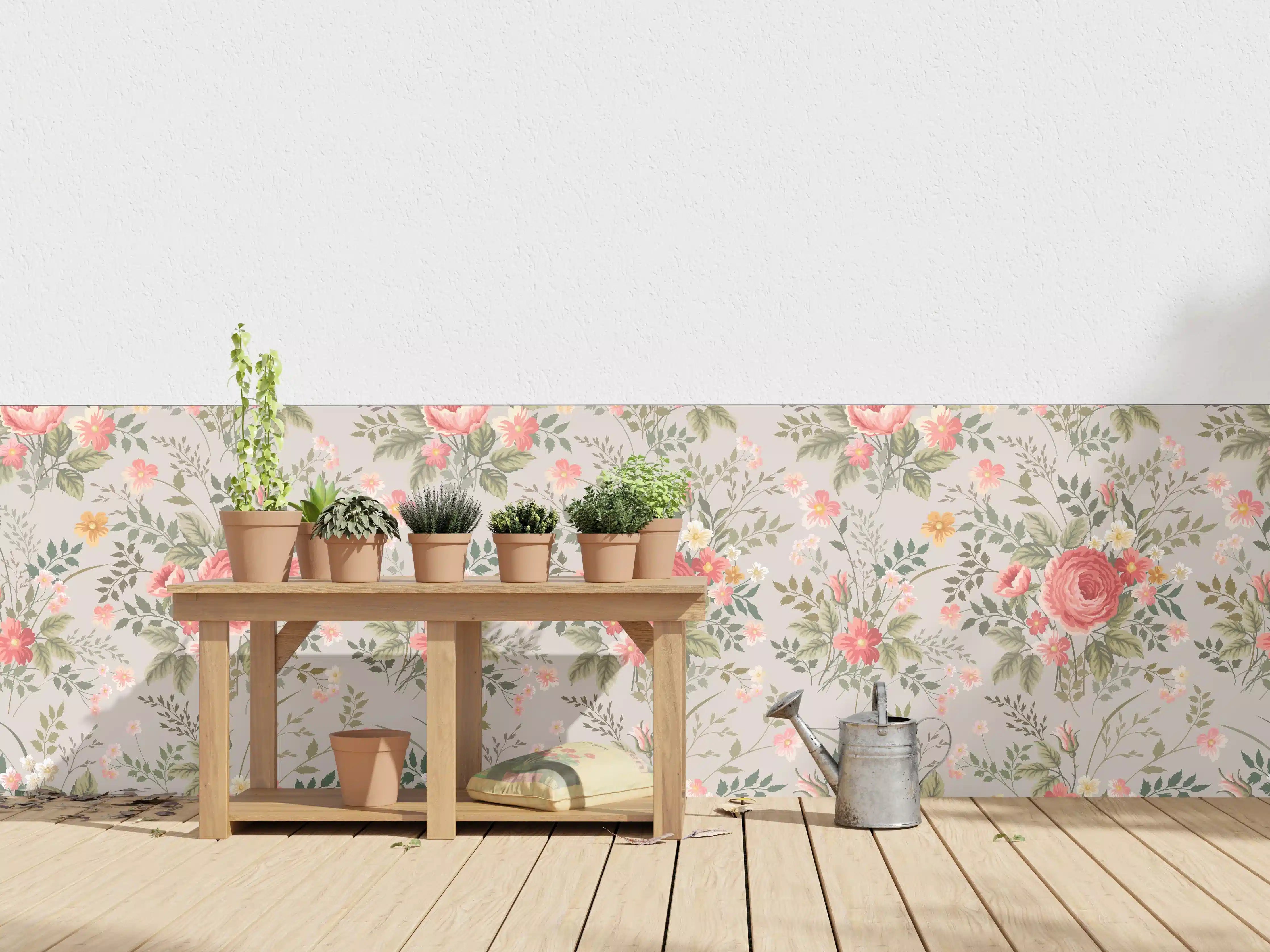 Wandverkleidung außen - Vintage Pfirsich-Blumenmuster