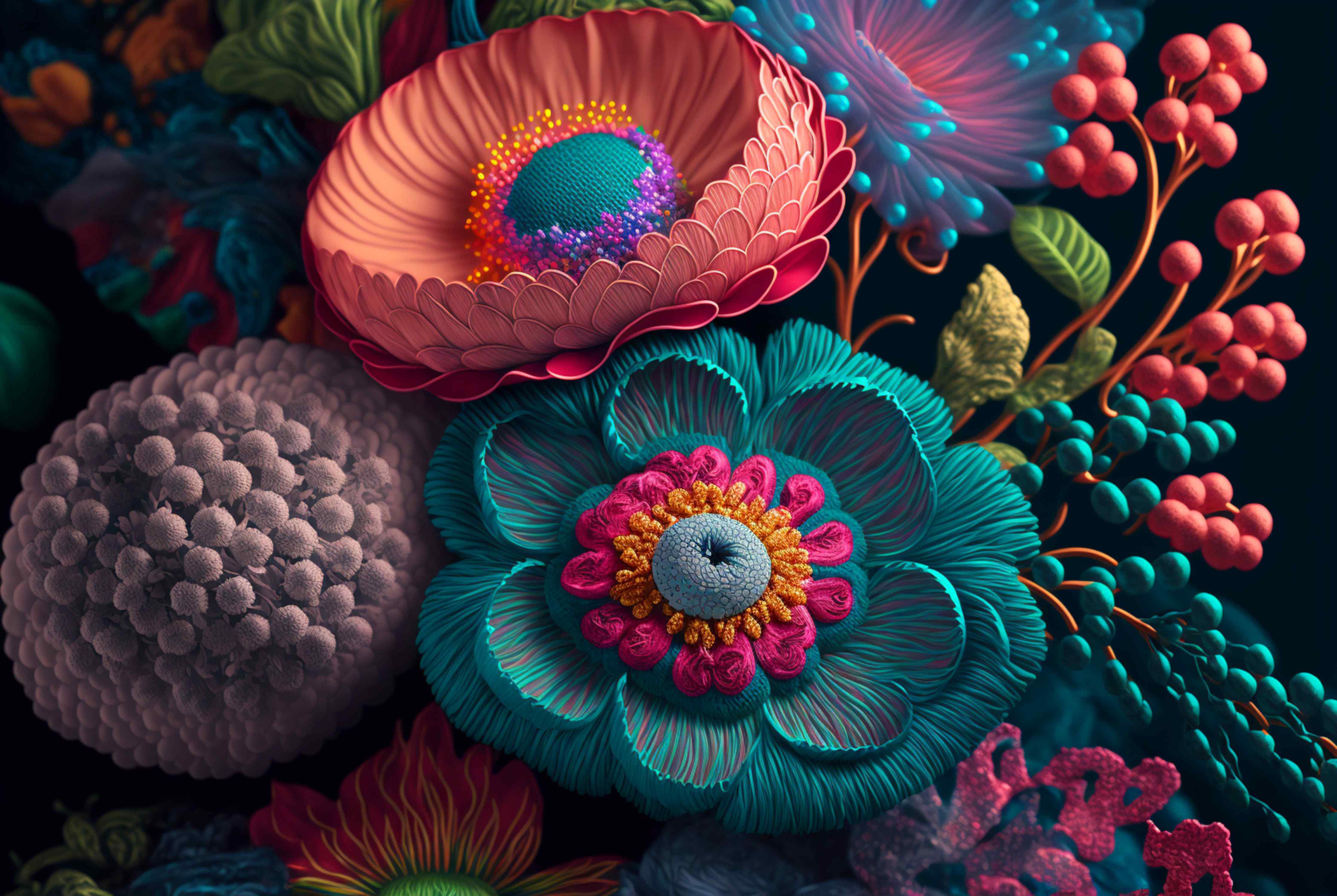 Wandverkleidung außen-Vitale, bunte Blumenwelt in lebendigen Farben
