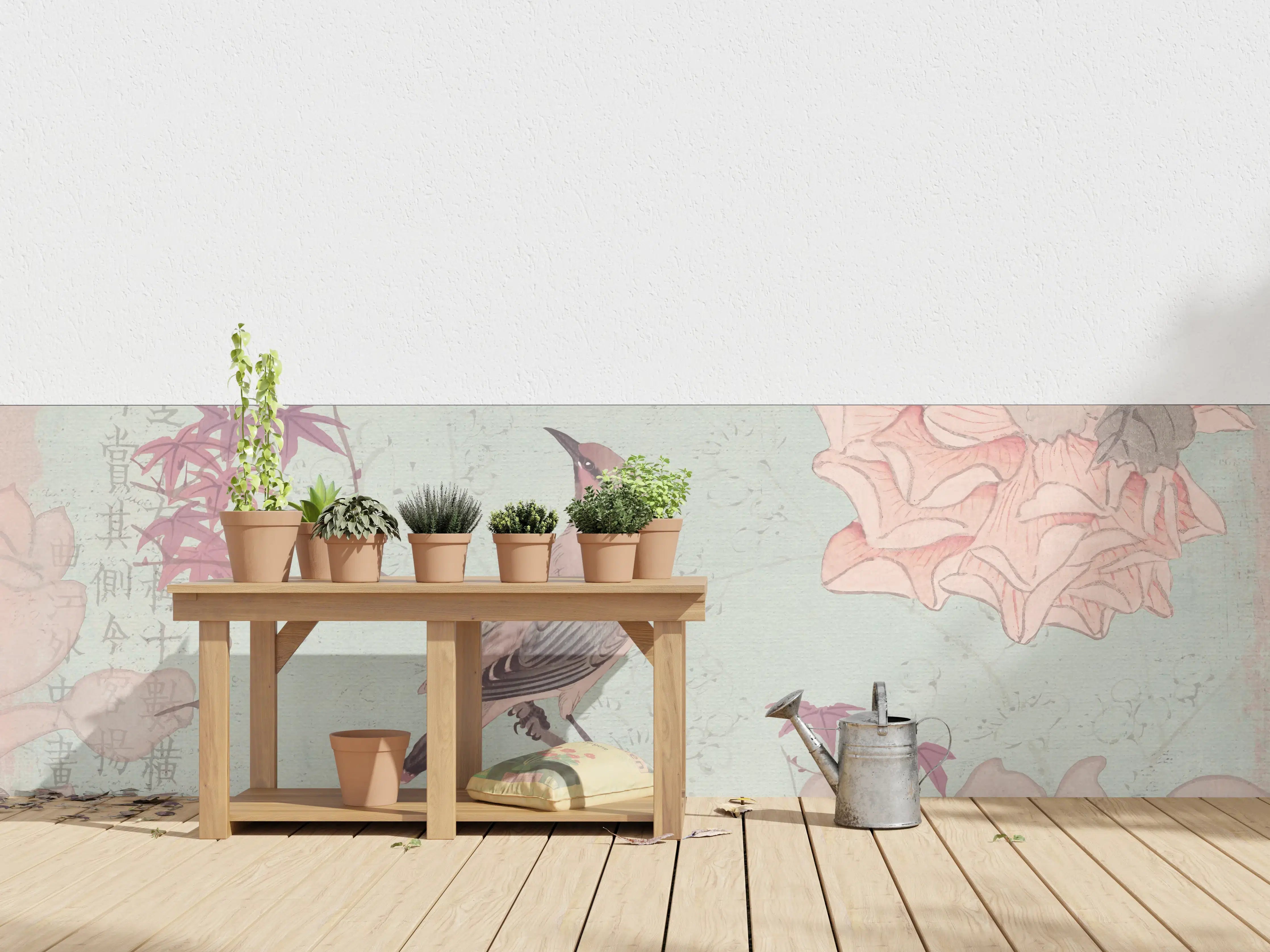 Wandverkleidung außen - Vogel Zeichnung - Rosa