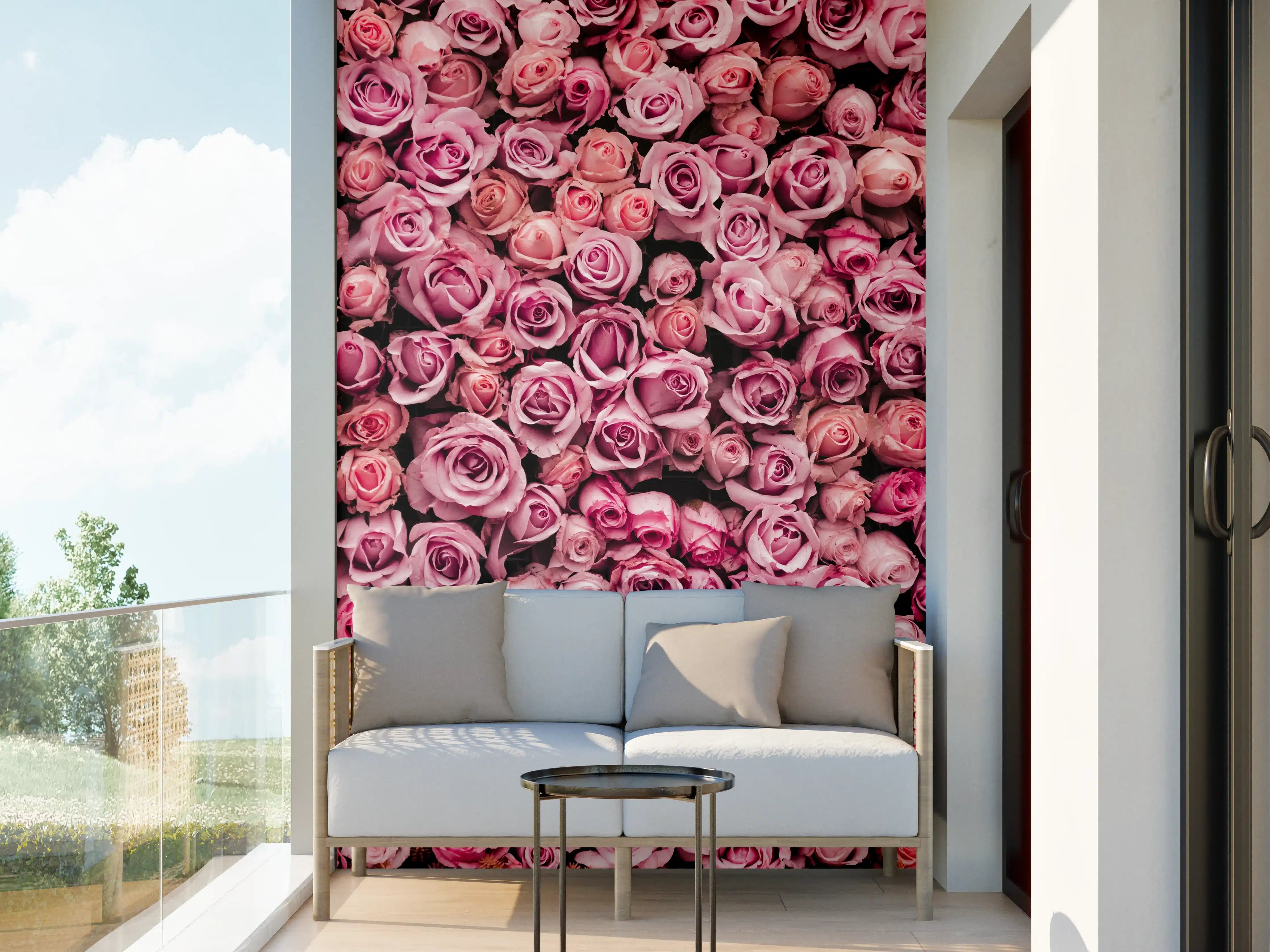 Wandverkleidung außen - Wand aus frischen Rosen