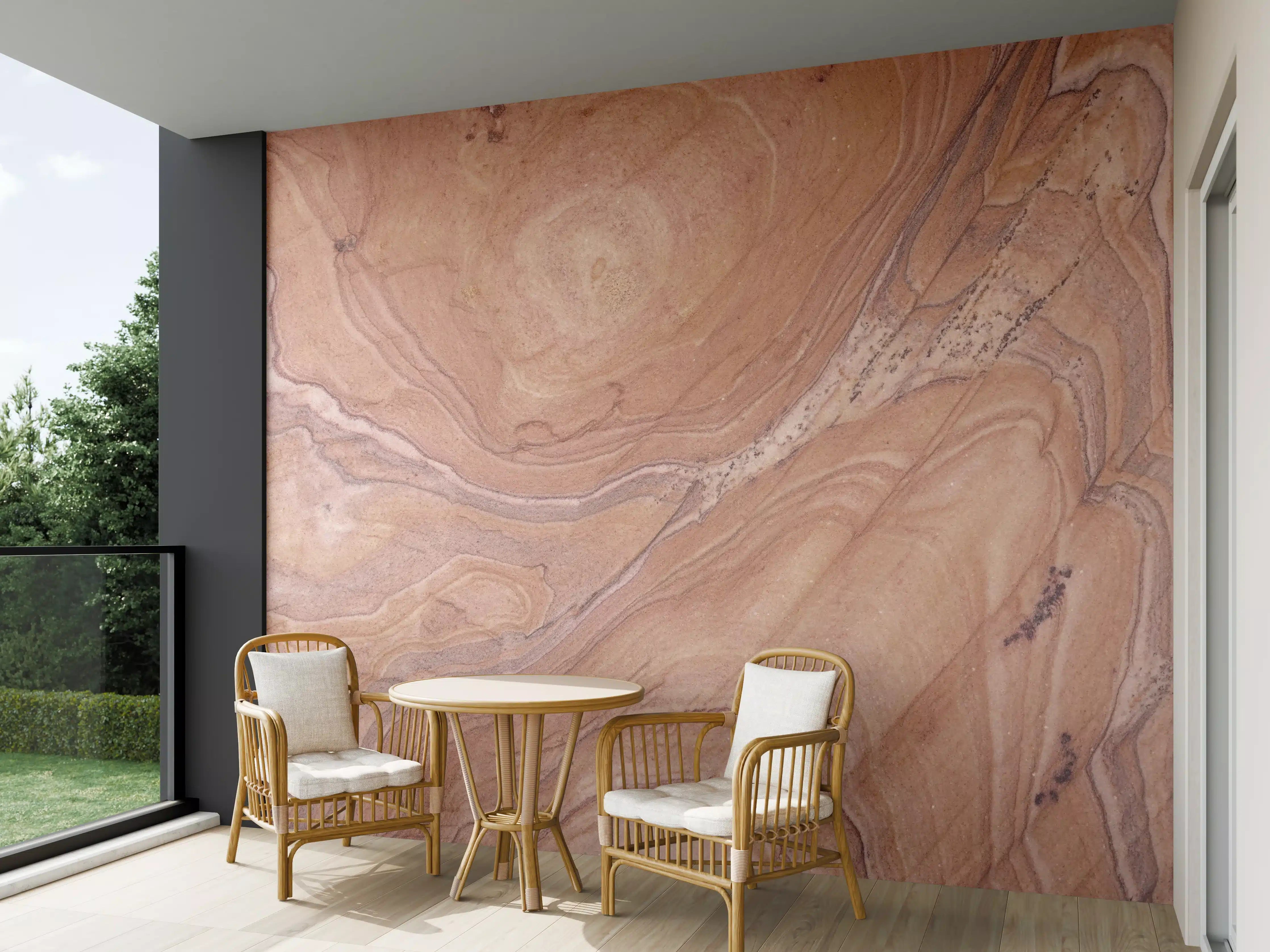 Wandverkleidung außen - Warmes Marmor-Design mit Braun- und Beigetönen
