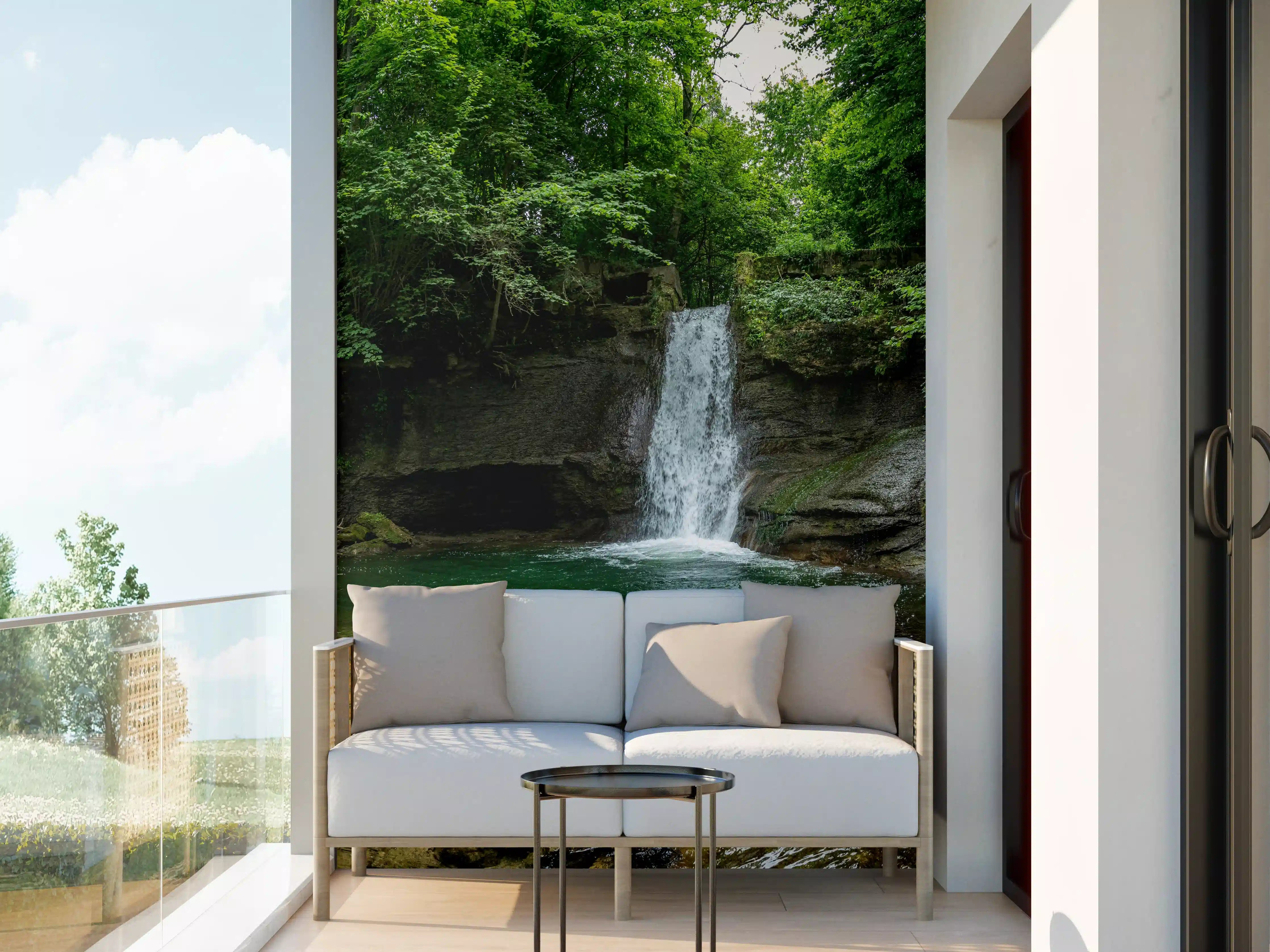 Wandverkleidung außen - Wasserfall im Wald - Utopie