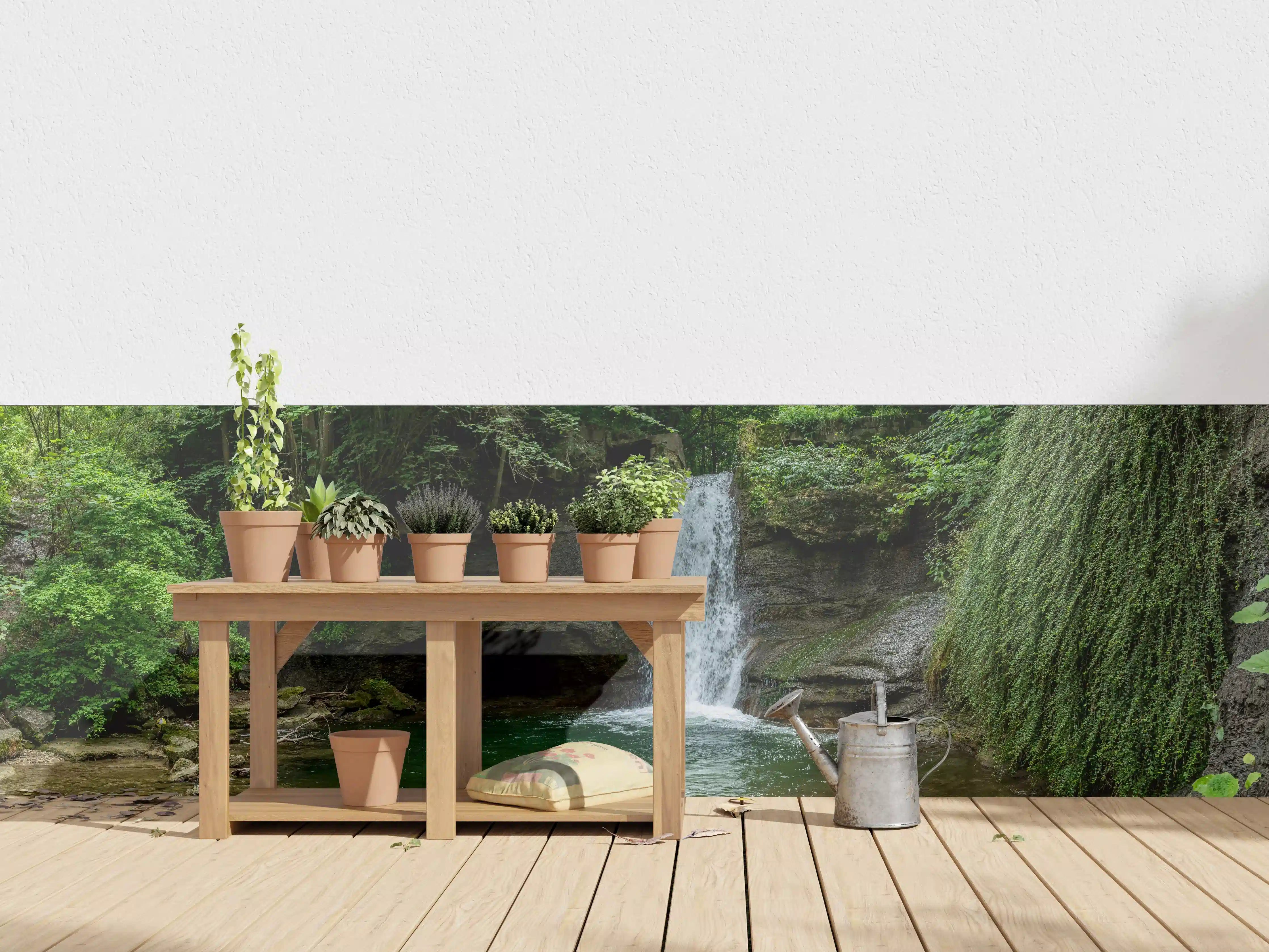 Wandverkleidung außen - Wasserfall im Wald - Utopie