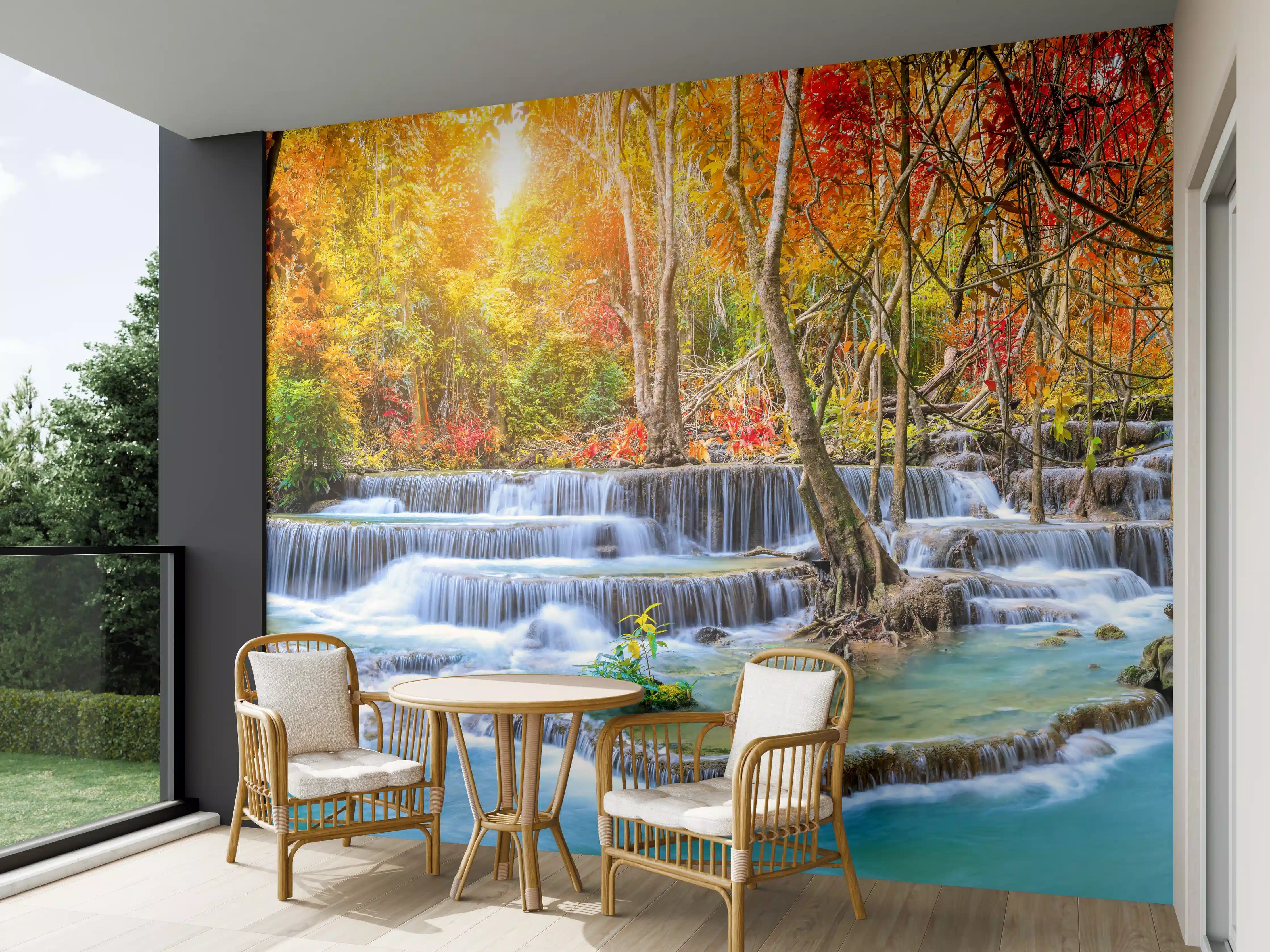 Wandverkleidung außen - Wasserfall im Wald Thailand Nationalparks