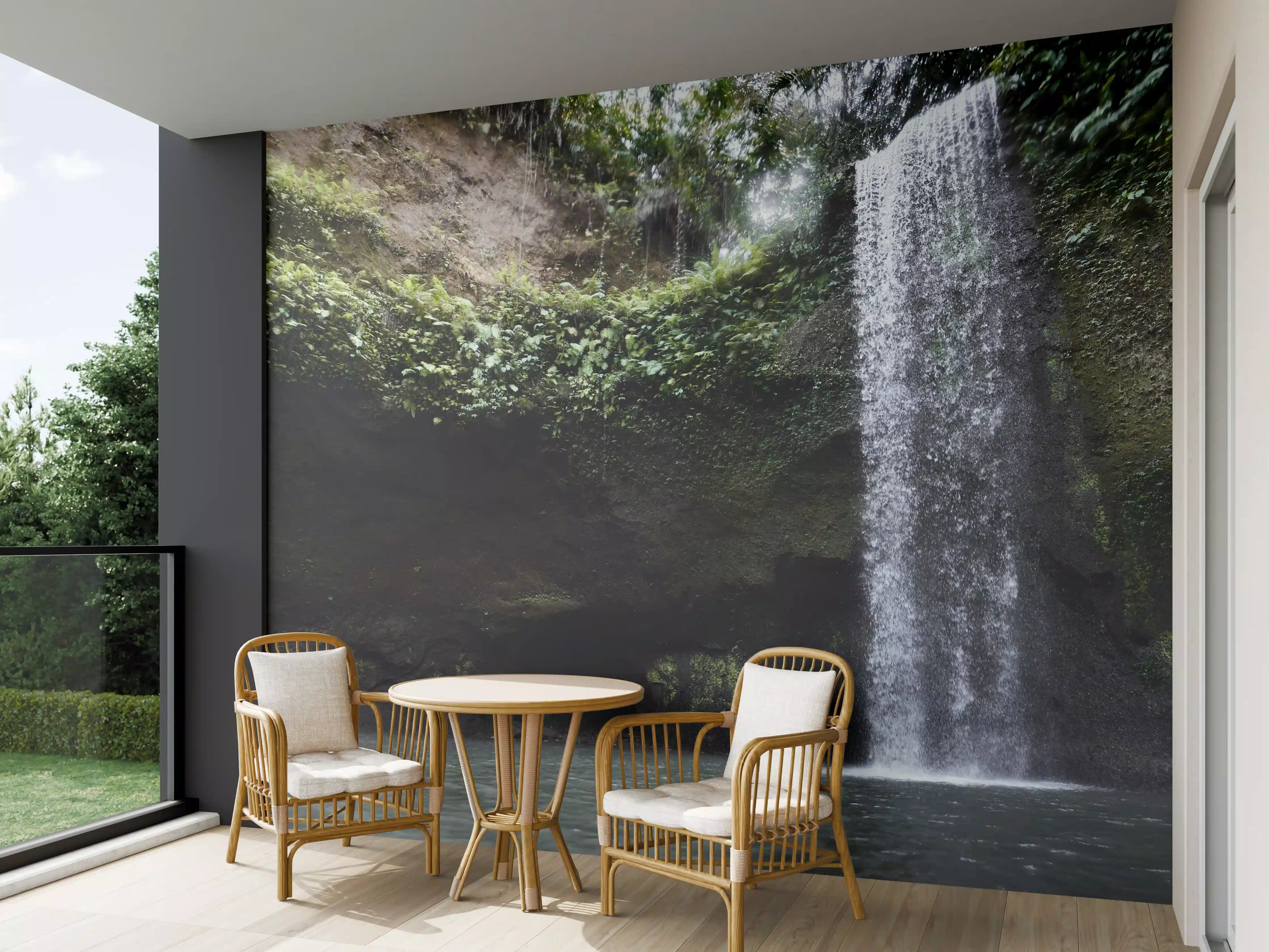 Wandverkleidung außen - Wasserfall in Bali im Herbst