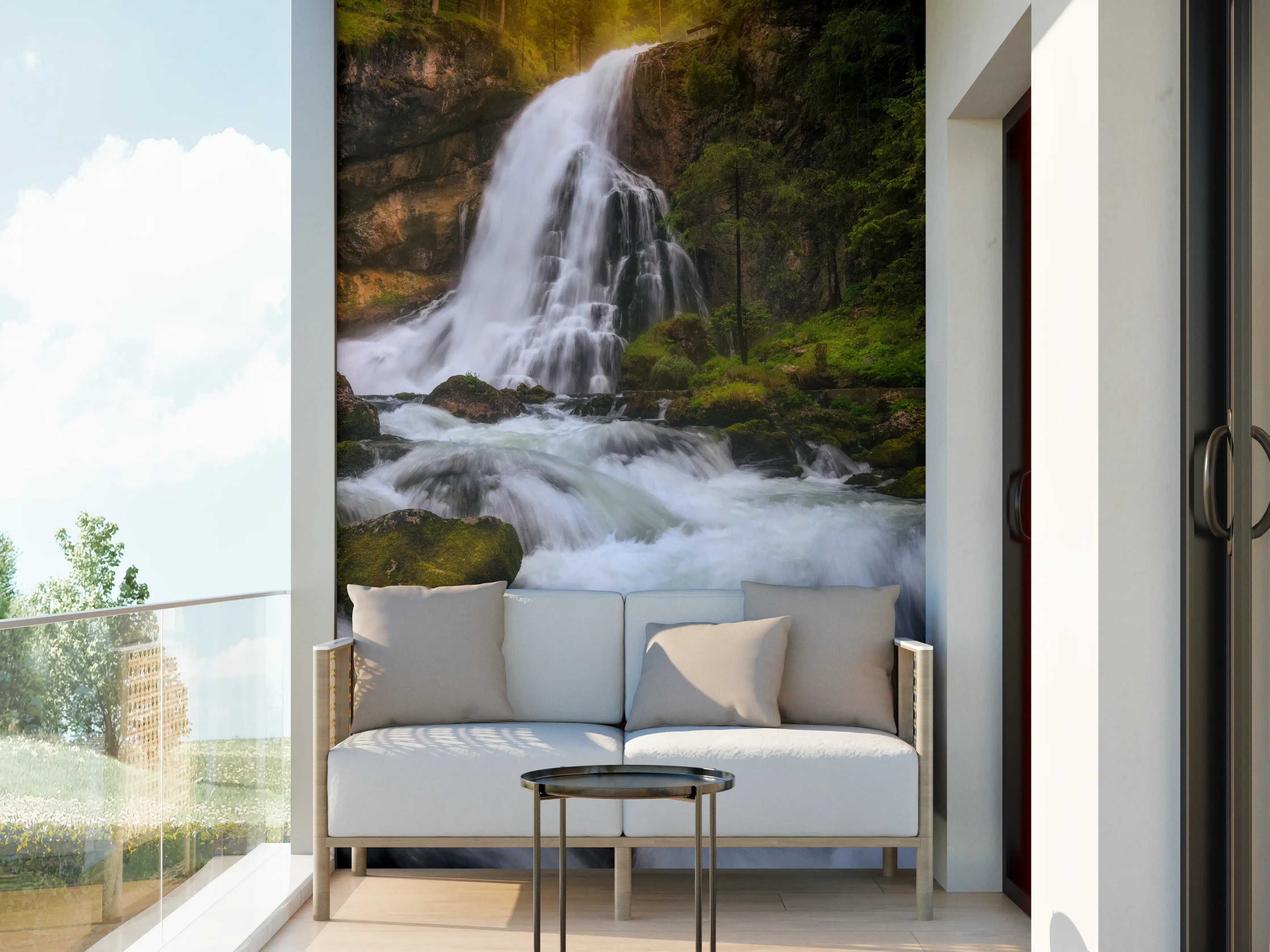 Wandverkleidung außen - Wasserfall in bergiger Region