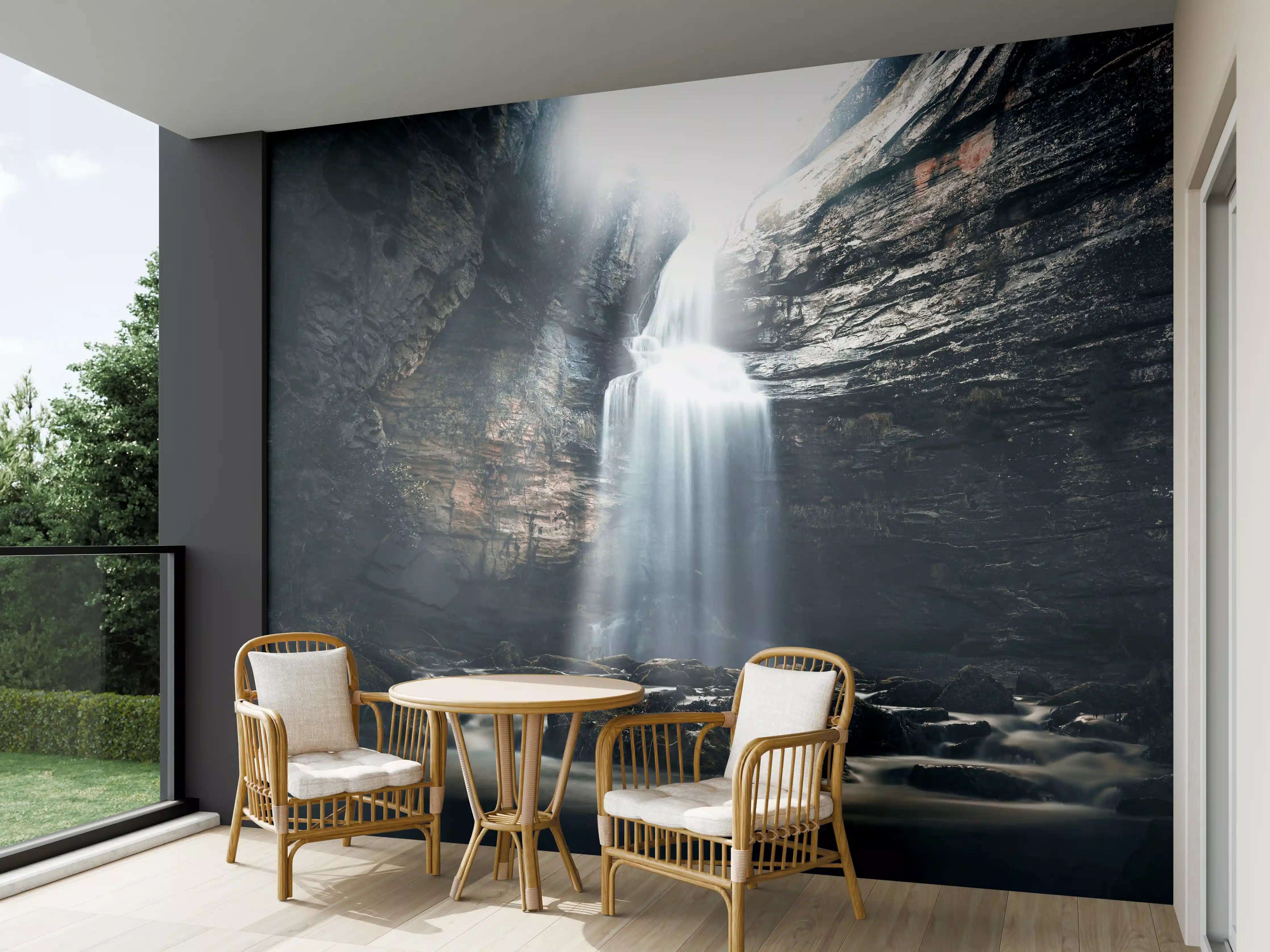 Wandverkleidung außen - Wasserfall in geheimnisvoller Schlucht