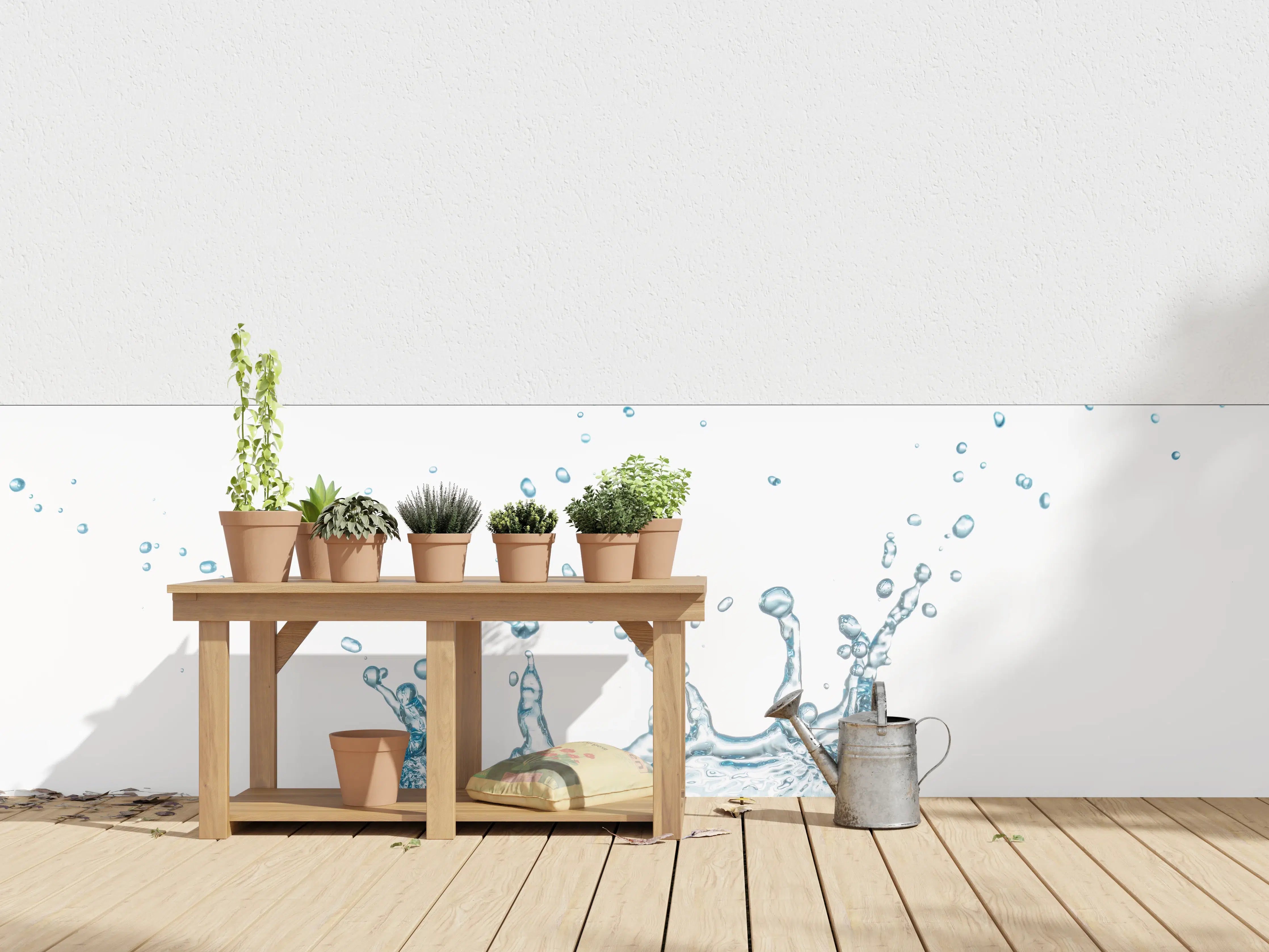 Wandverkleidung außen - Wassersplash in Blau und Weiß