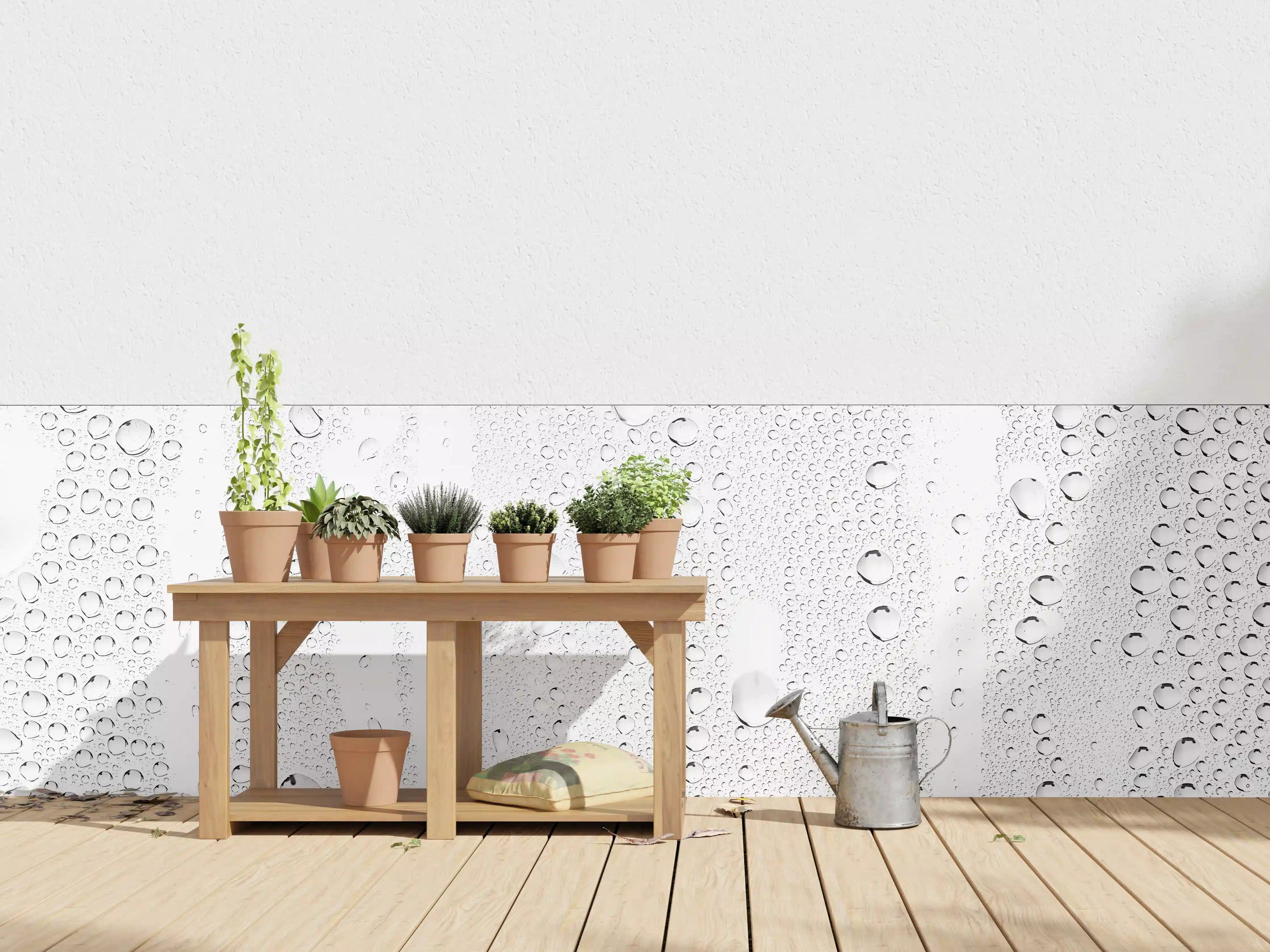 Wandverkleidung außen - Wassertropfen auf Glas