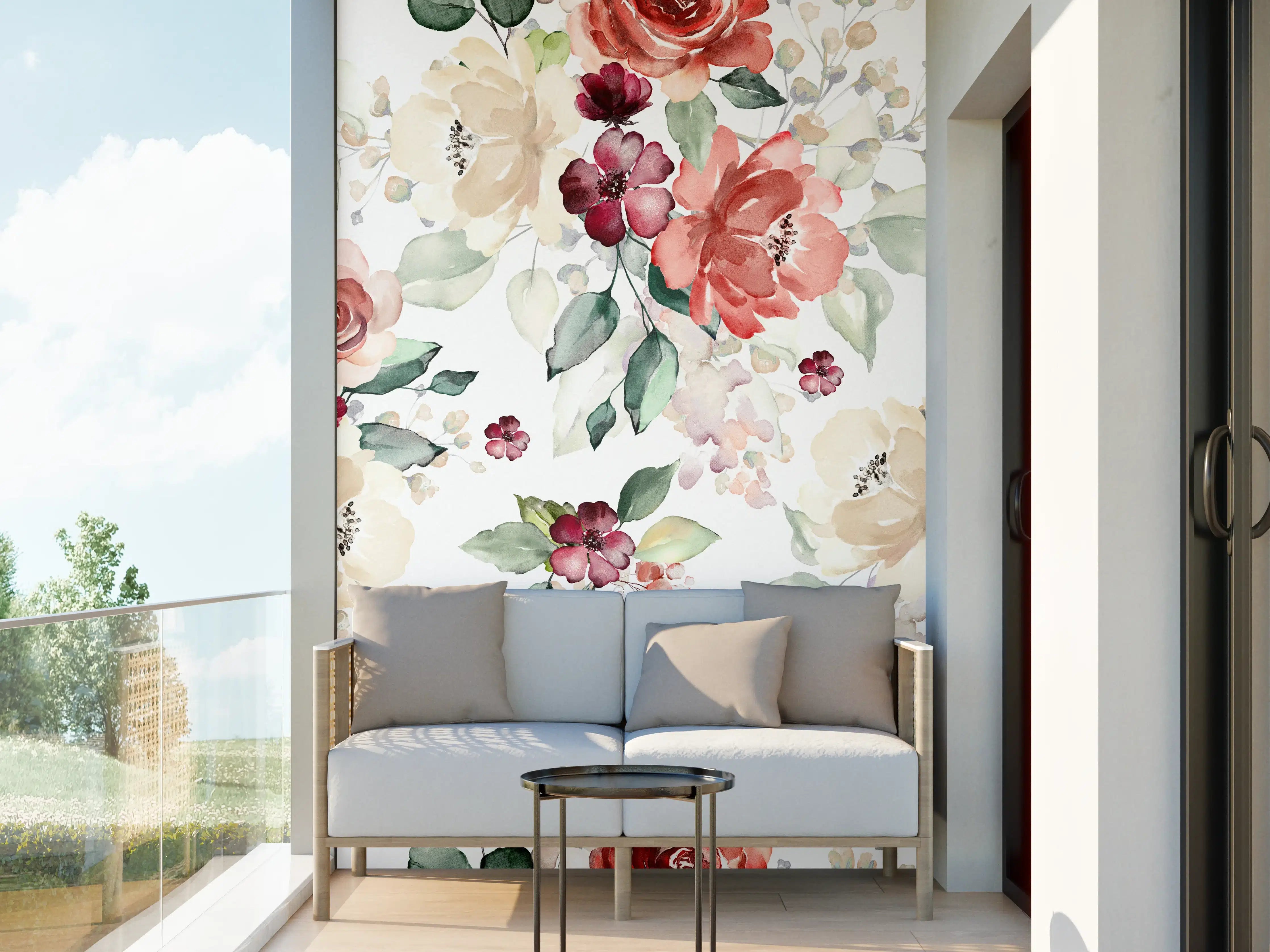 Wandverkleidung außen - Weiche Blumenmuster mit zarten Farben