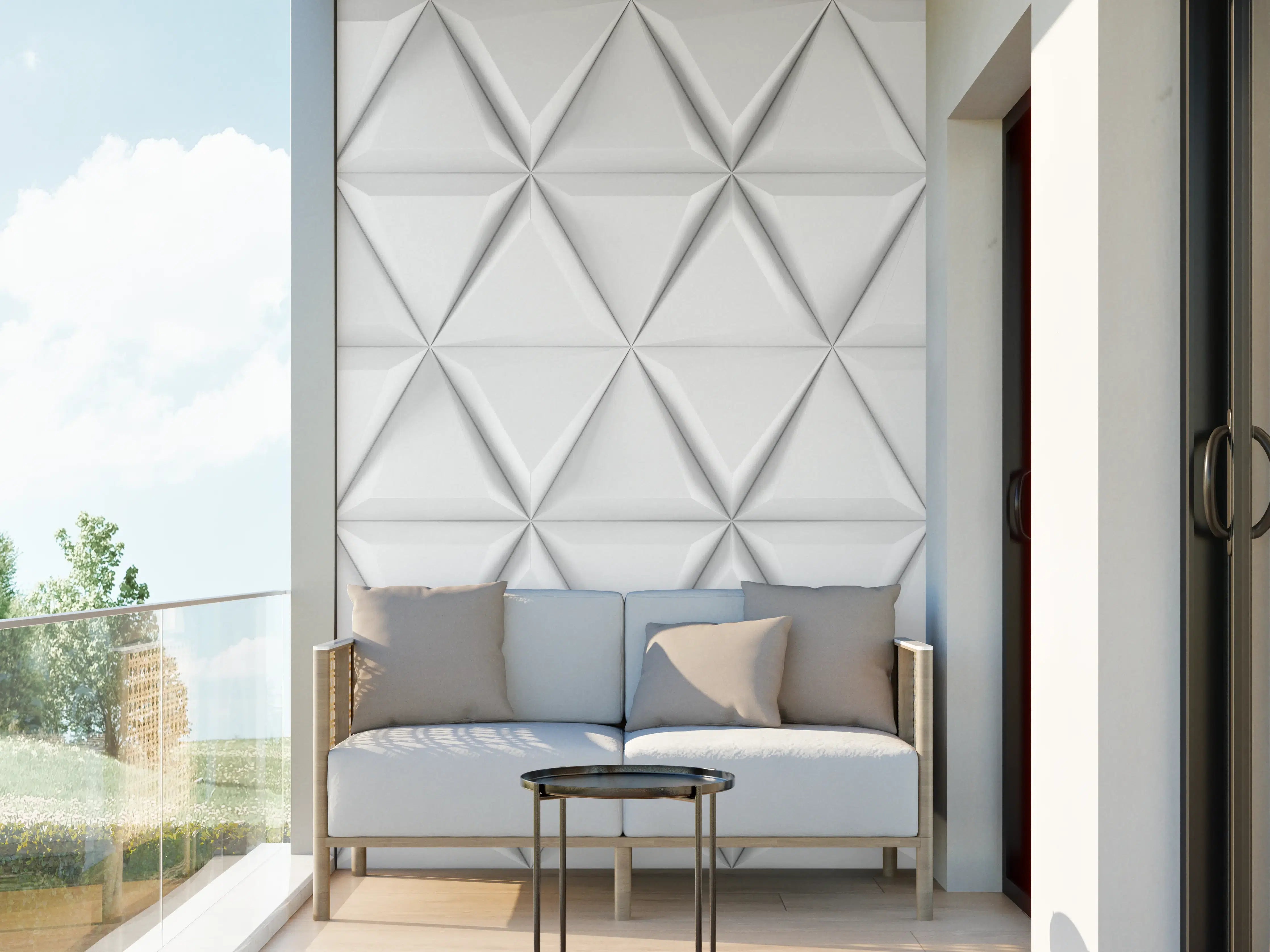 Wandverkleidung außen - Weiß 3D Geometrische Textur