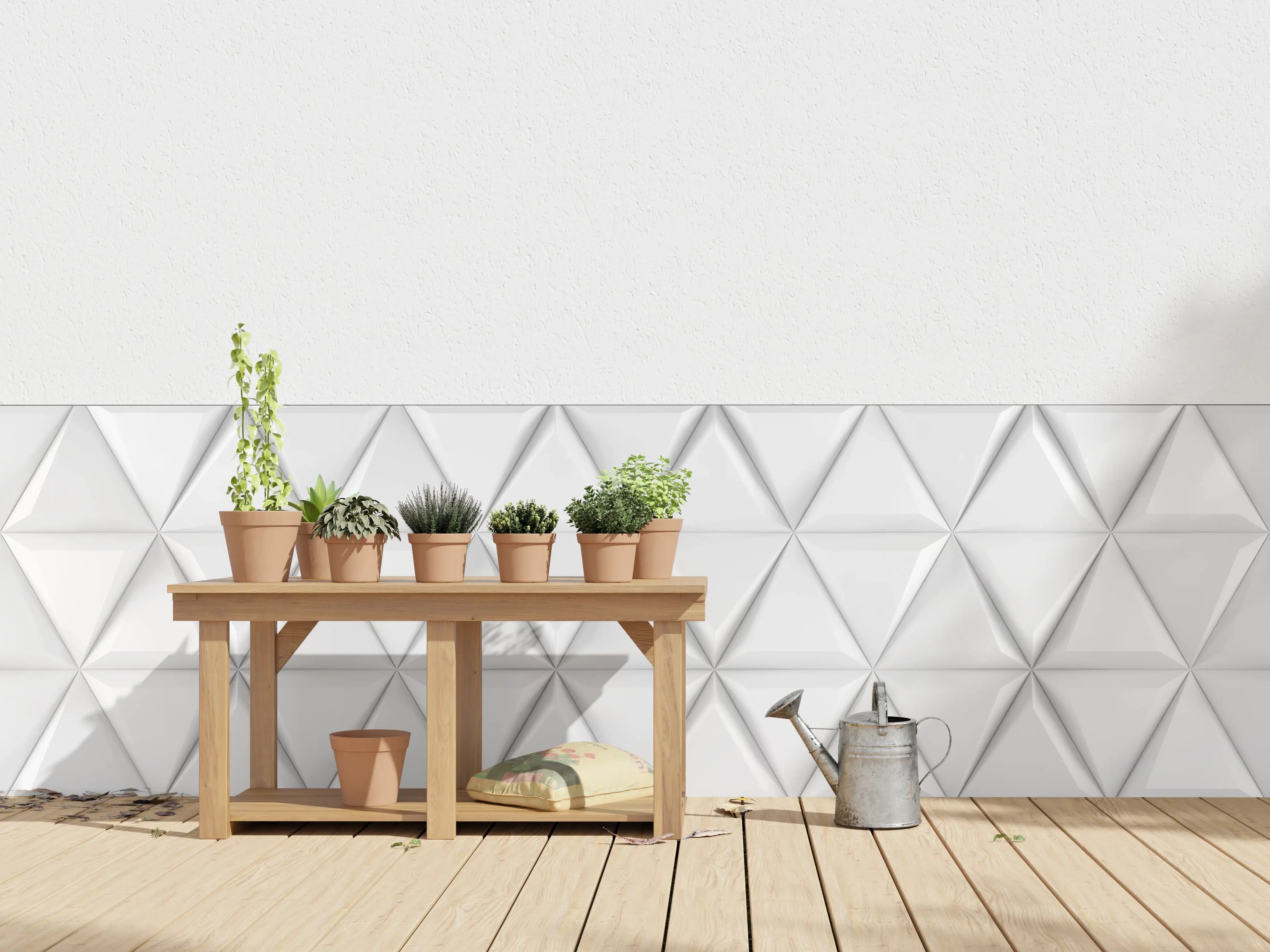 Wandverkleidung außen - Weiß 3D Geometrische Textur