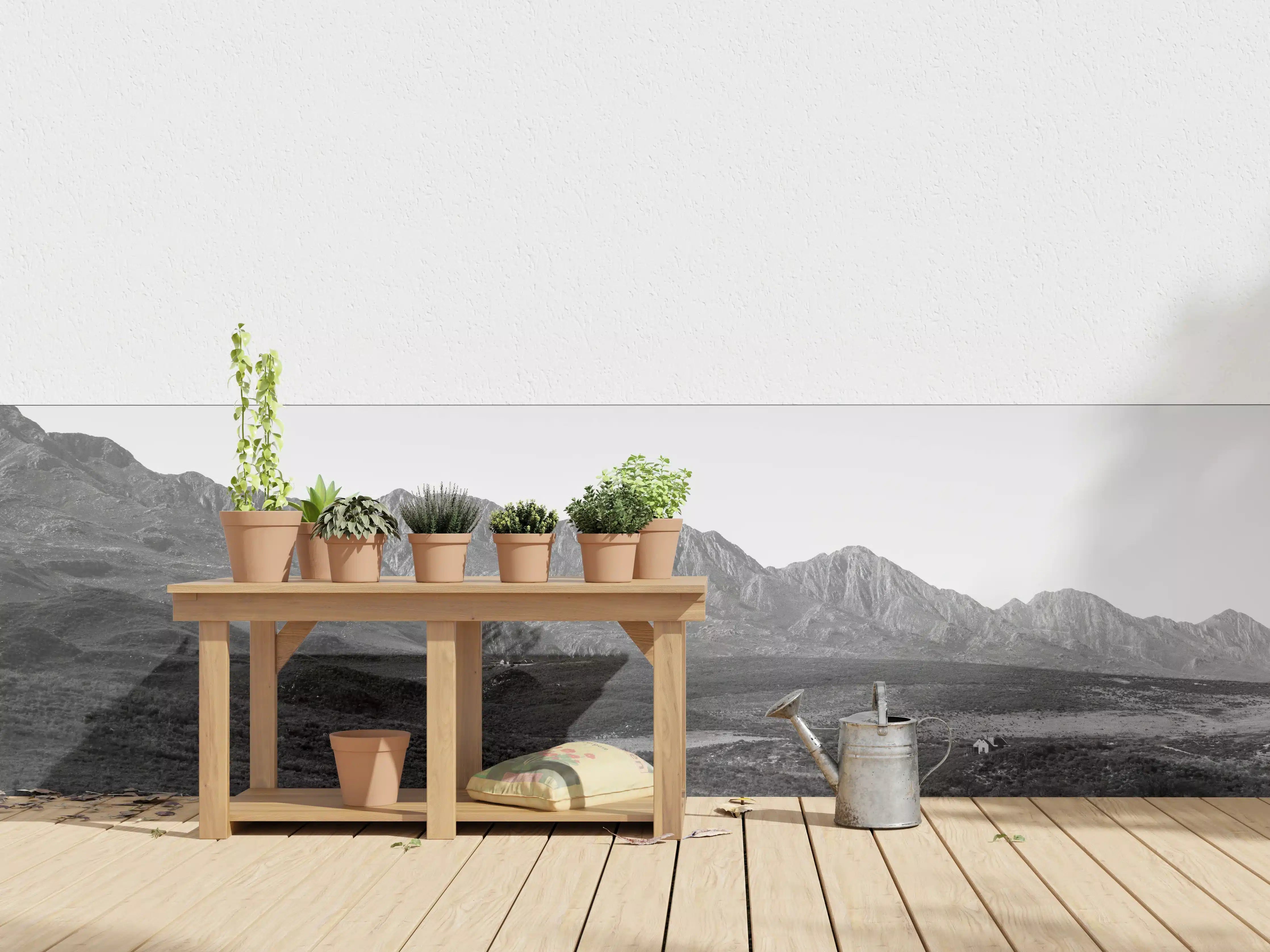 Wandverkleidung außen - Weiß-Grau-Marmor-Textur mit Bergen