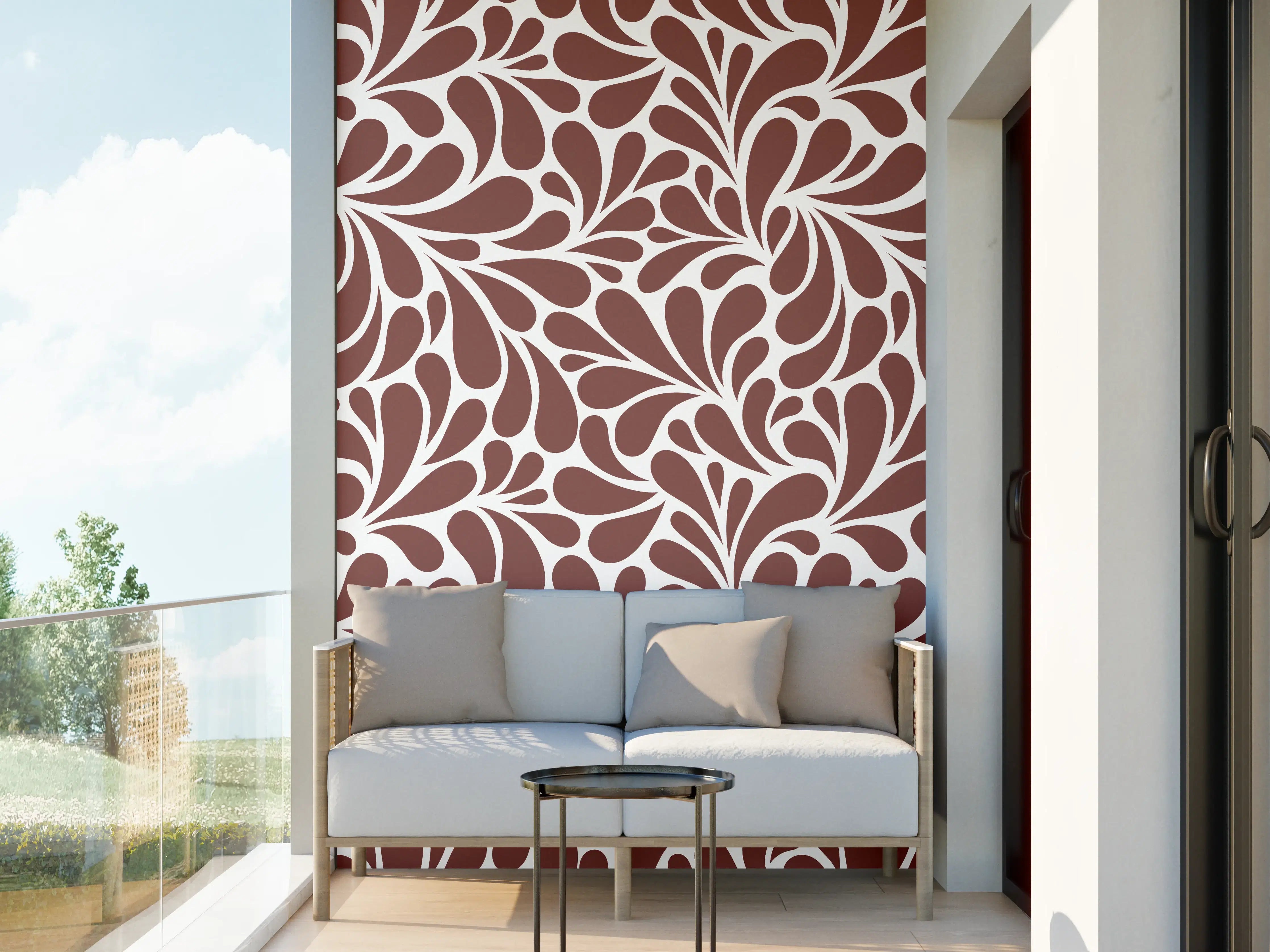 Wandverkleidung außen - Weiß-Grau-Motive mit floralem Design