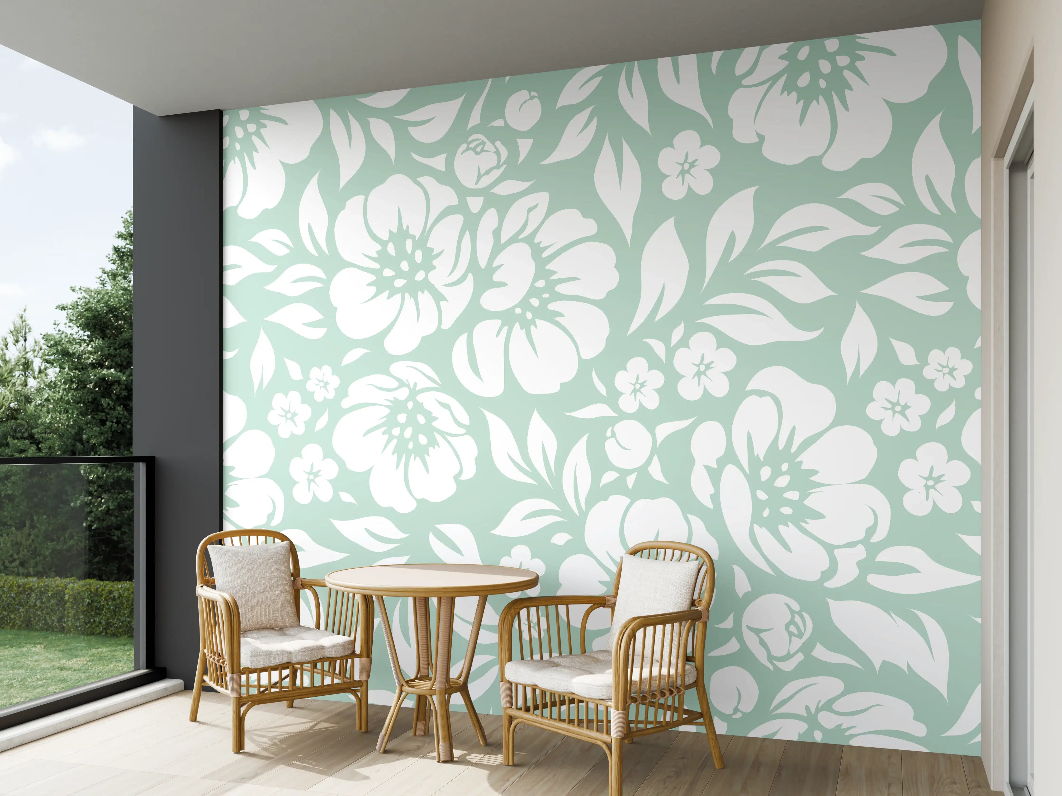 Wandverkleidung außen - Weiß-Graue florale Muster für elegante Räume