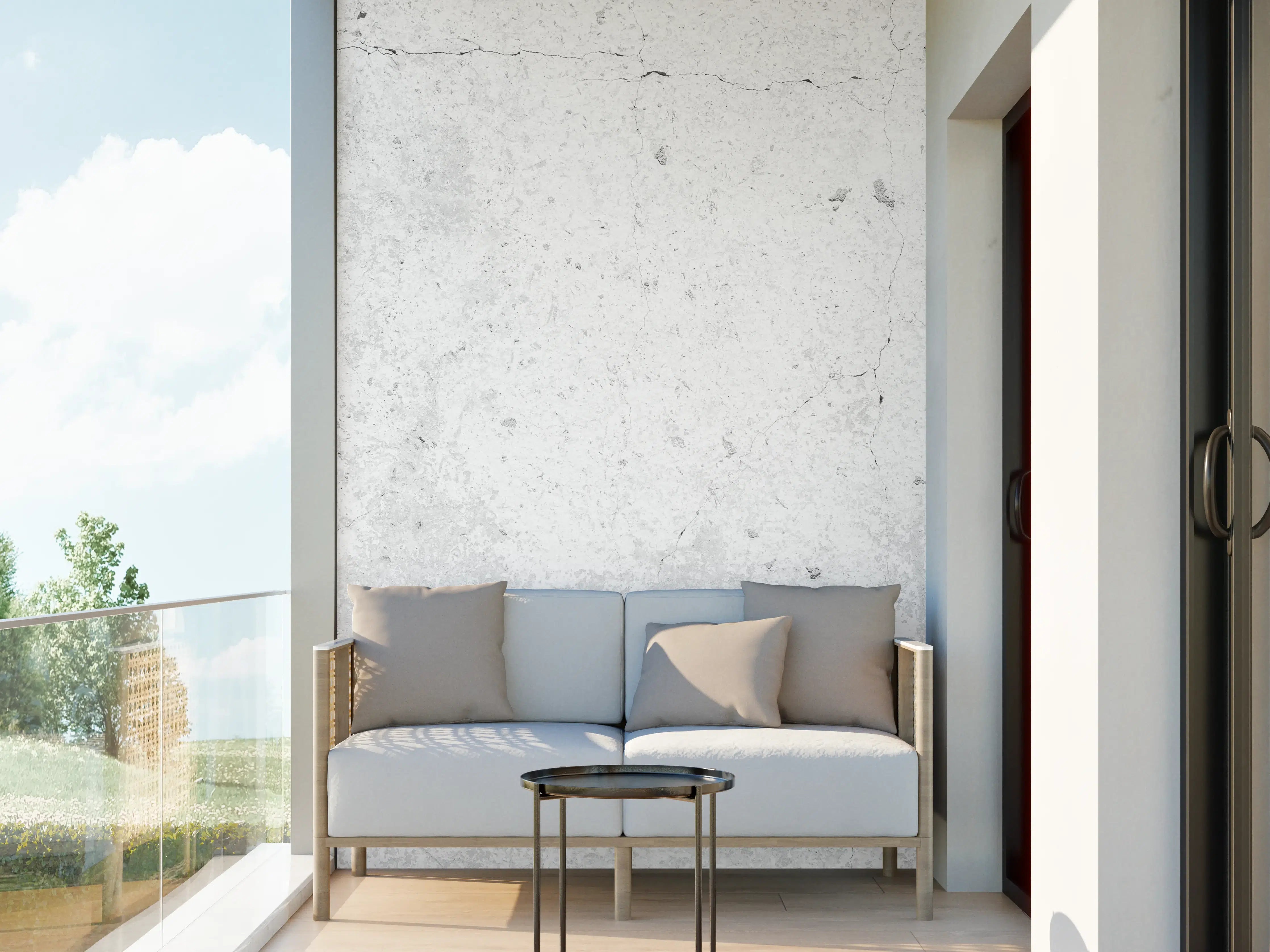 Wandverkleidung außen - Weiß getünchte alte Betonwand