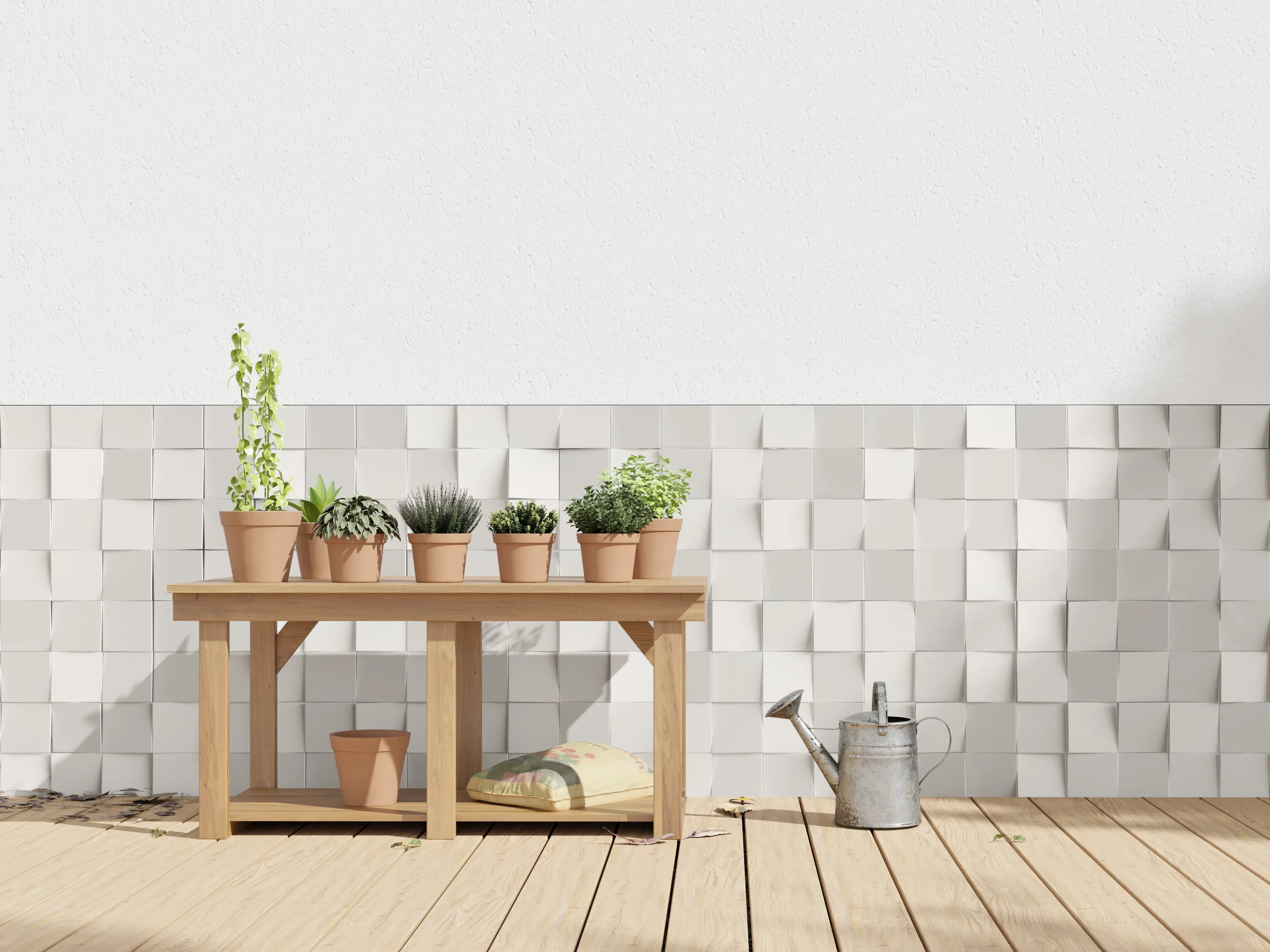 Wandverkleidung außen - Weiße 3D-Wandfliese mit geometrischer Struktur