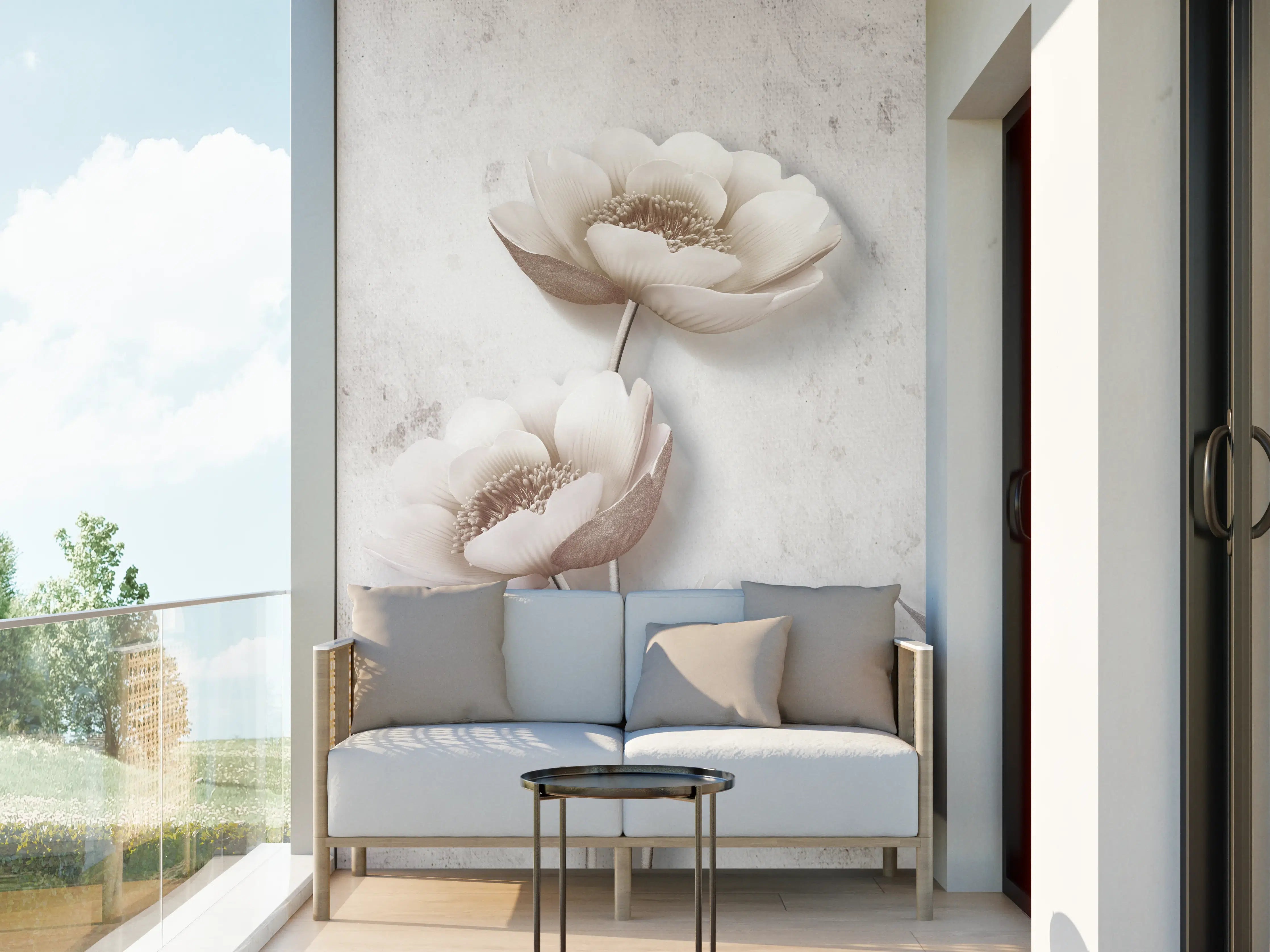 Wandverkleidung außen - Weiße Blume Retrostil