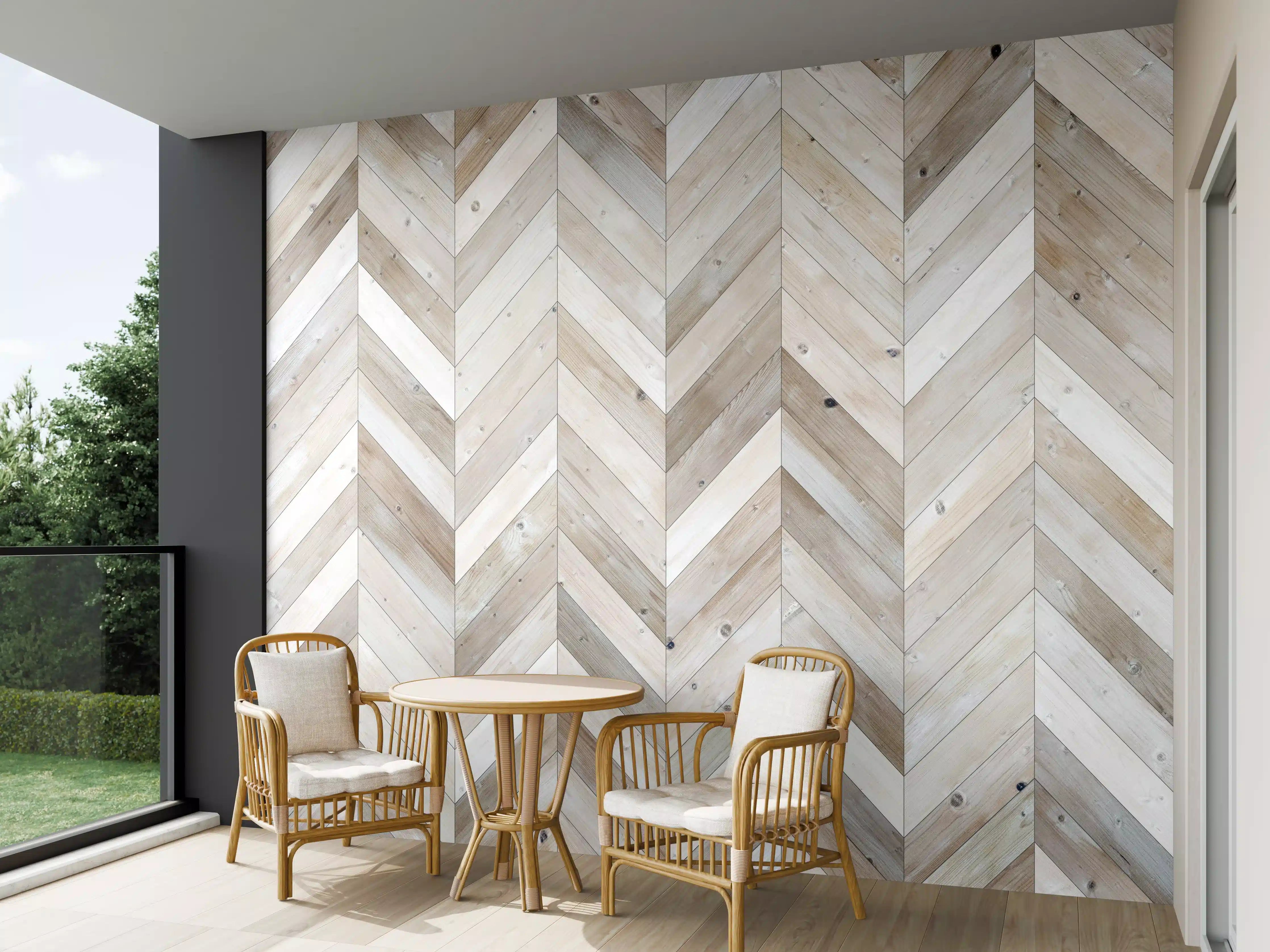 Wandverkleidung außen - Weiße Chevron Textur