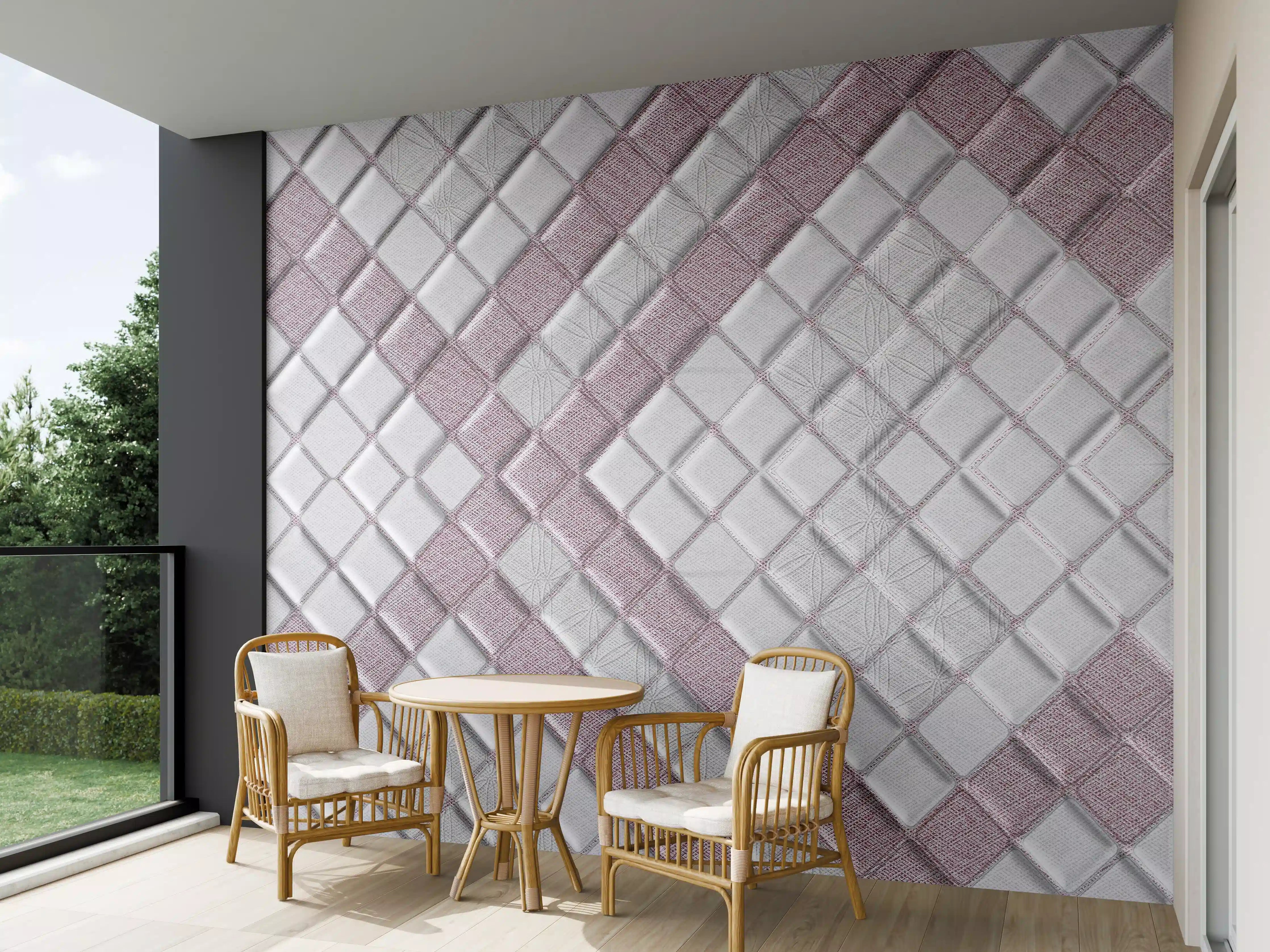 Wandverkleidung außen - Weiße Mosaikfliesen mit grauer Struktur